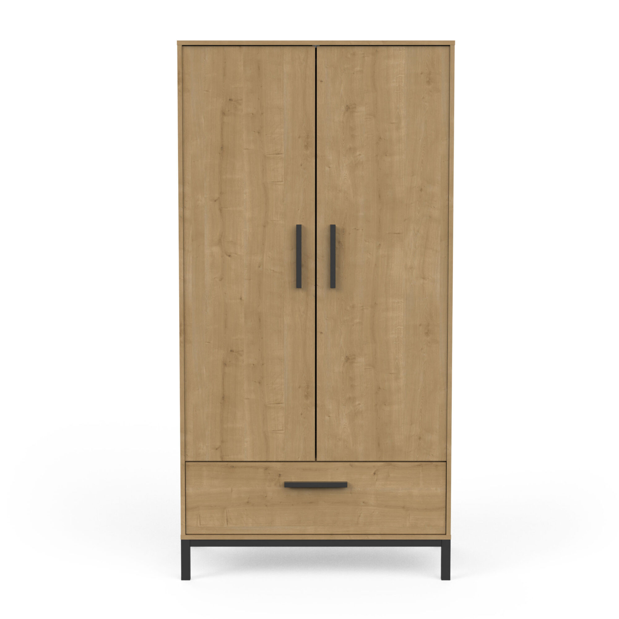 Armoire 2 portes - CRAFT - Chêne et Noir - 90,7 x 50 x 180,1 cm - DEMEYERE