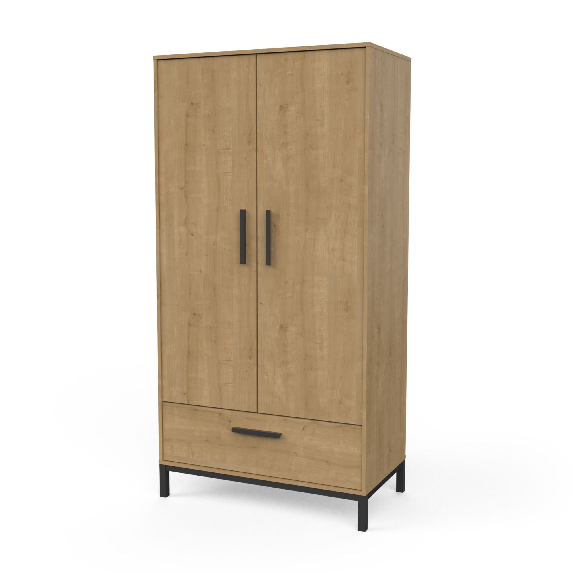 Armoire 2 portes - CRAFT - Chêne et Noir - 90,7 x 50 x 180,1 cm - DEMEYERE