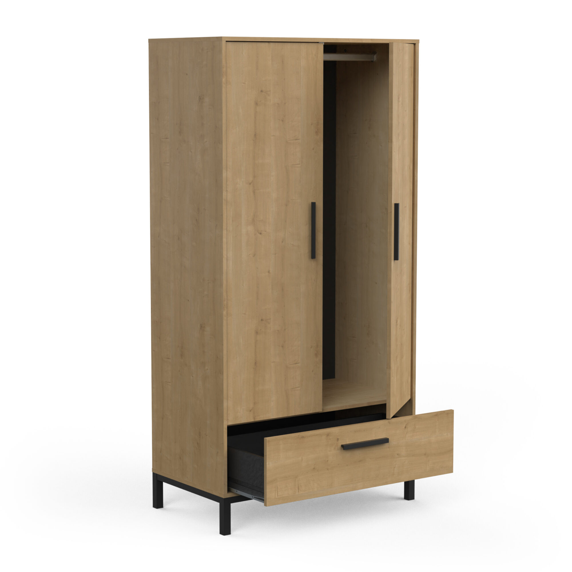 Armoire 2 portes - CRAFT - Chêne et Noir - 90,7 x 50 x 180,1 cm - DEMEYERE