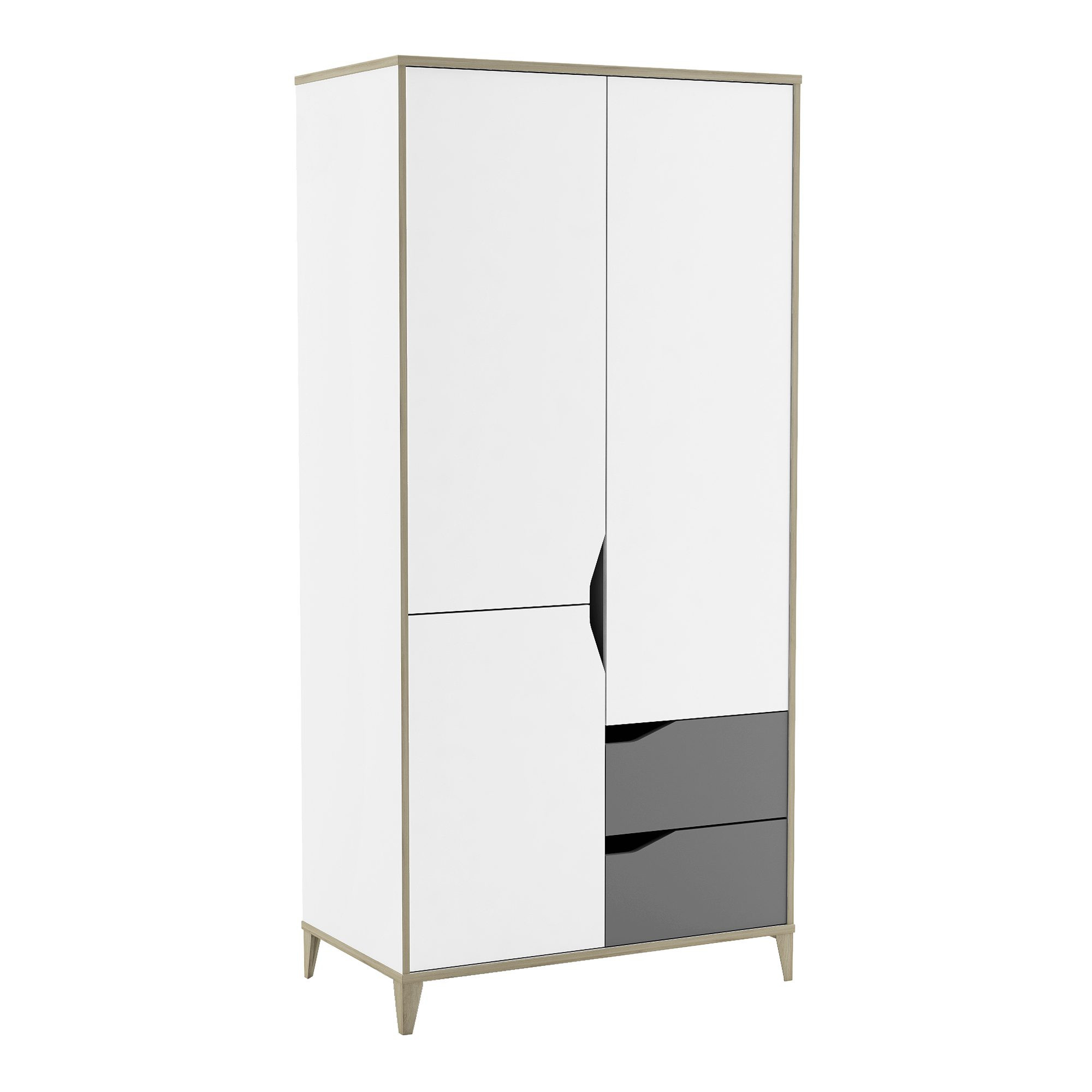 Armoire 2 portes - GENIUS - Blanc et Gris - 88,9 x 50,1 x 184,6 cm - DEMEYERE