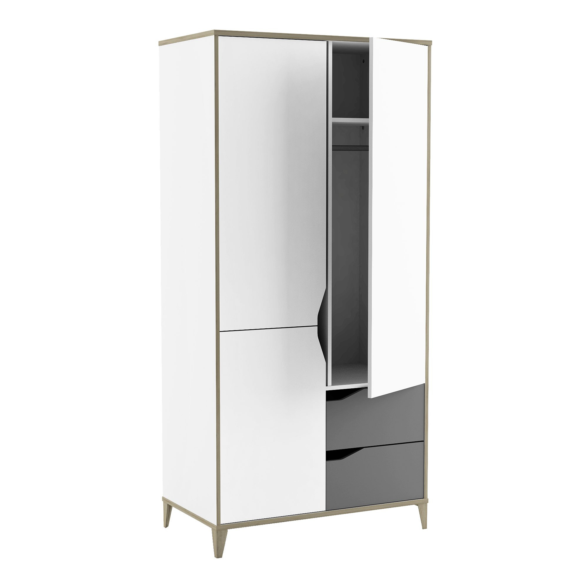 Armoire 2 portes - GENIUS - Blanc et Gris - 88,9 x 50,1 x 184,6 cm - DEMEYERE