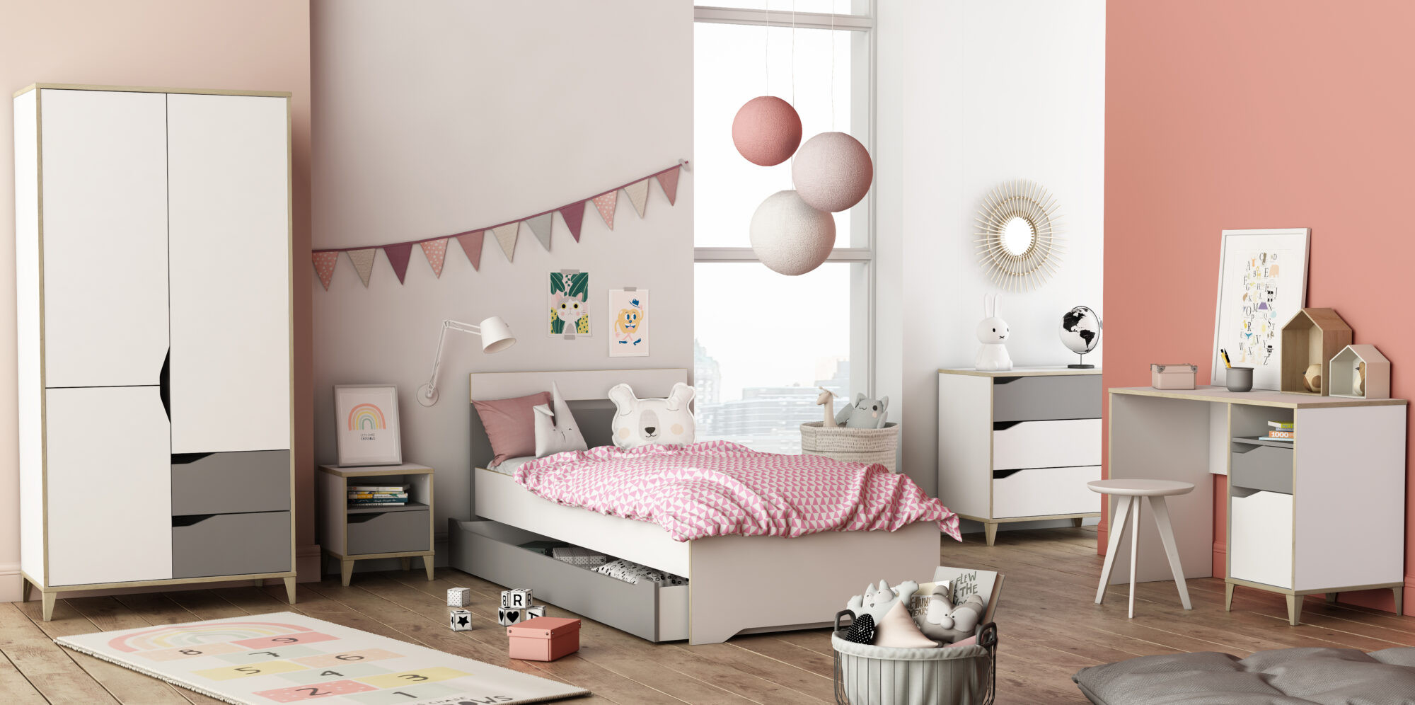 Armoire 2 portes - GENIUS - Blanc et Gris - 88,9 x 50,1 x 184,6 cm - DEMEYERE