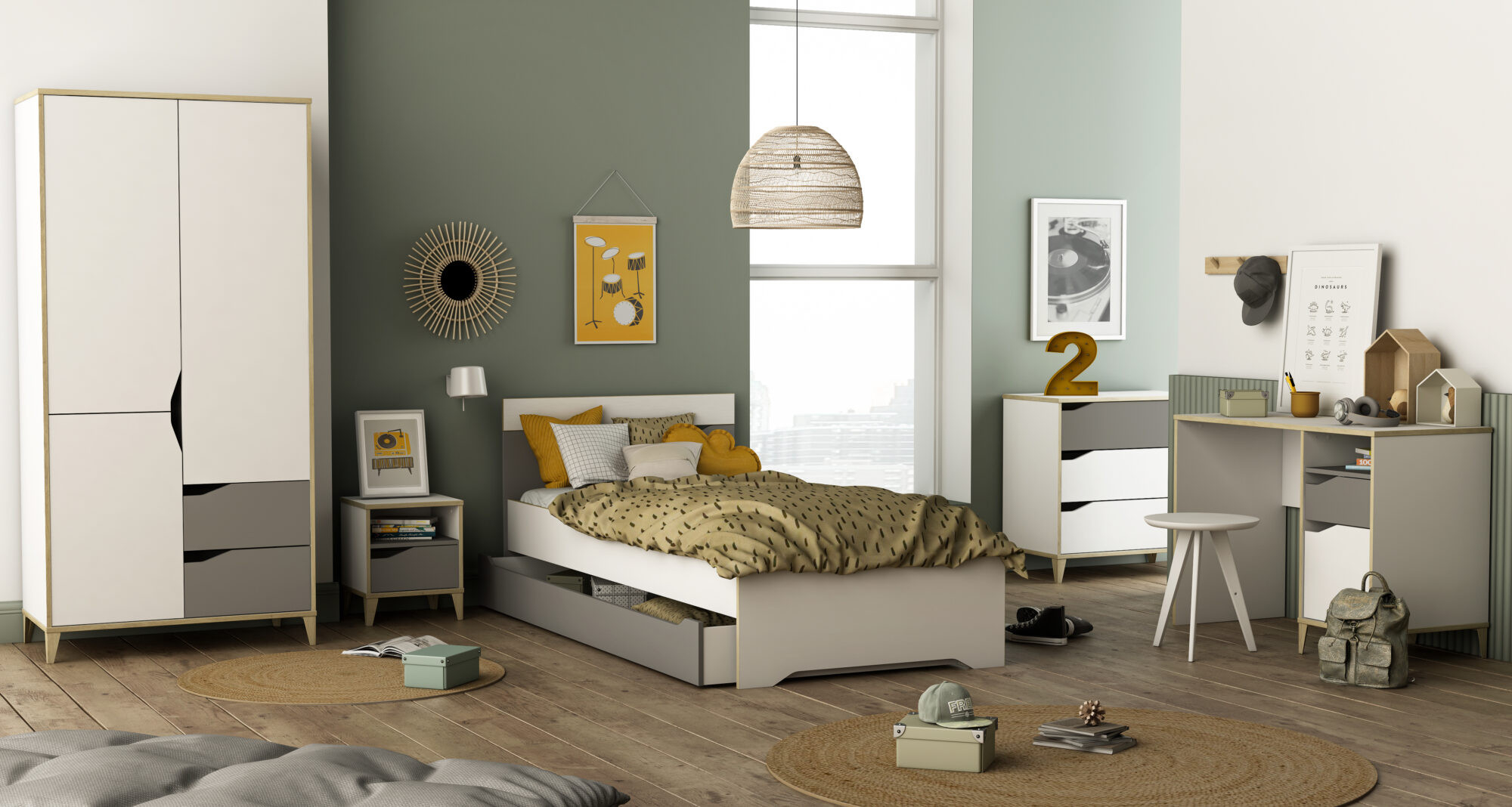 Armoire 2 portes - GENIUS - Blanc et Gris - 88,9 x 50,1 x 184,6 cm - DEMEYERE