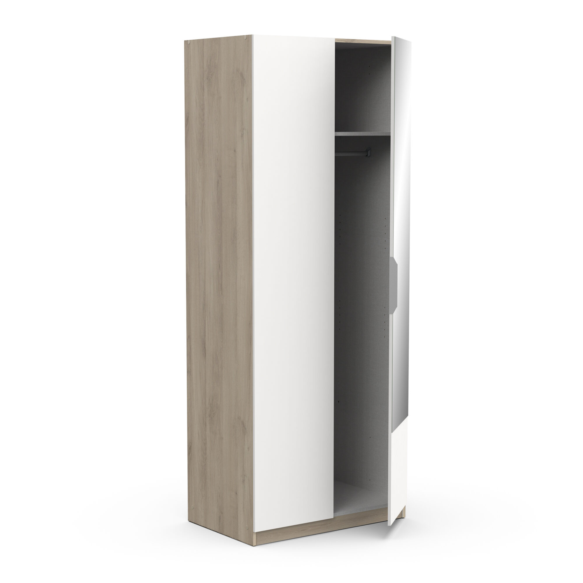 Armoire 2 portes - GHOST - Blanc et Chêne - 79,4 x 51,1 x 203 cm - DEMEYERE