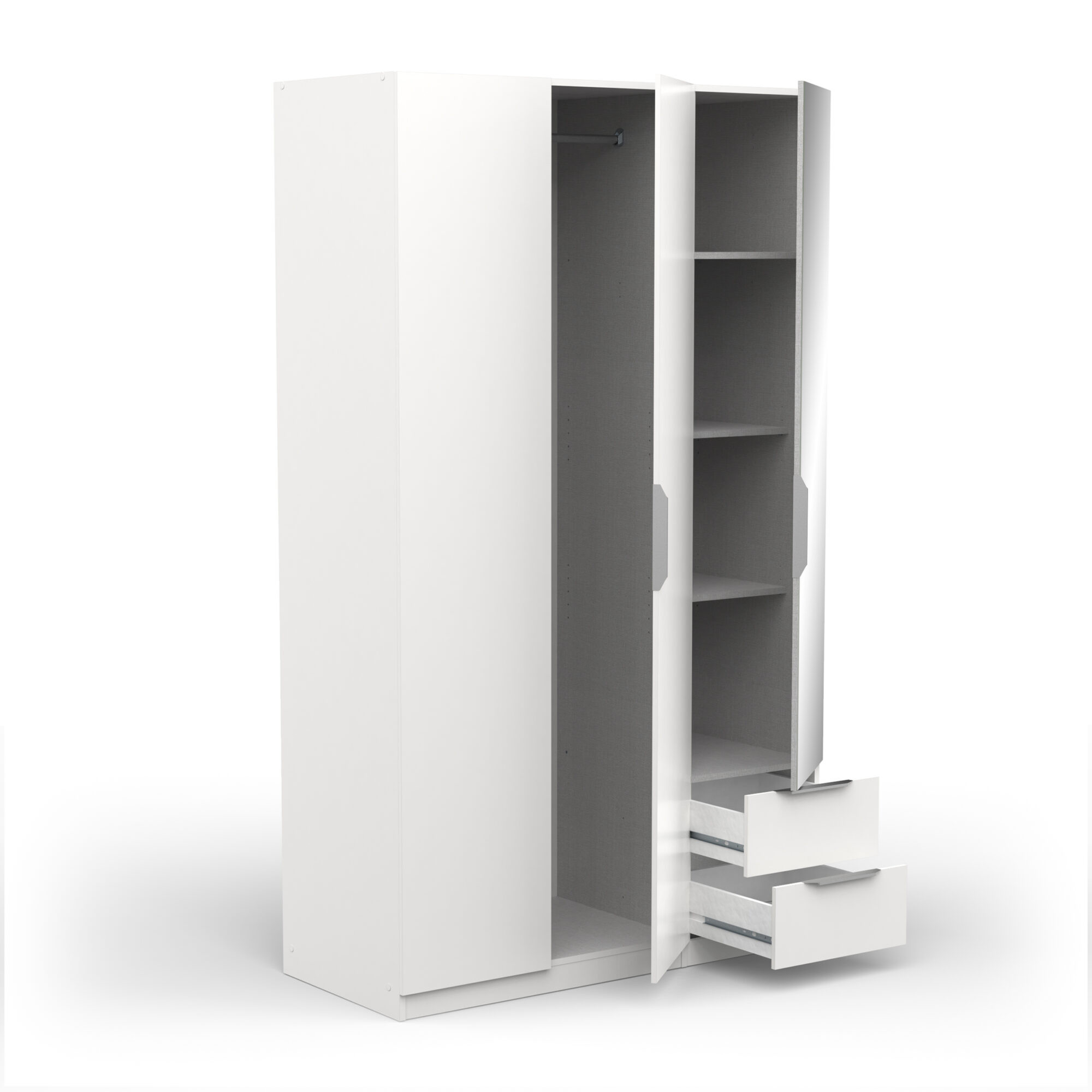 Armoire 3 portes avec miroir - GHOST - Blanc - 119,4 x 51,1 x 203cm - DEMEYERE