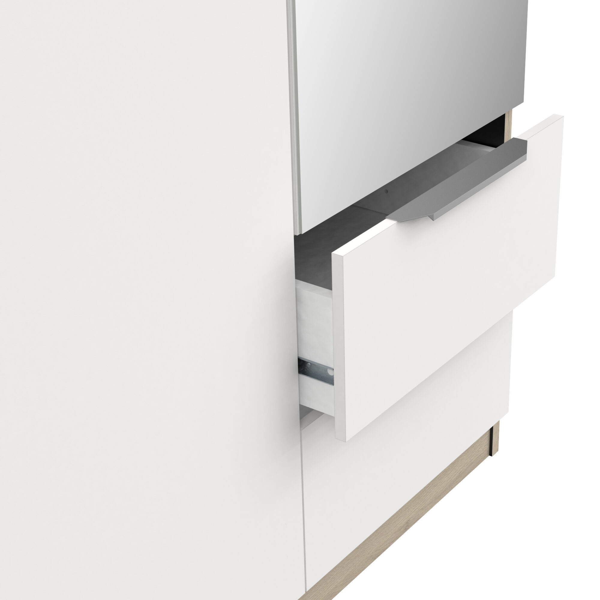 Armoire 3 portes avec miroir - GHOST - Blanc et Chêne - 119,4 x 51,1 x 203cm - DEMEYERE