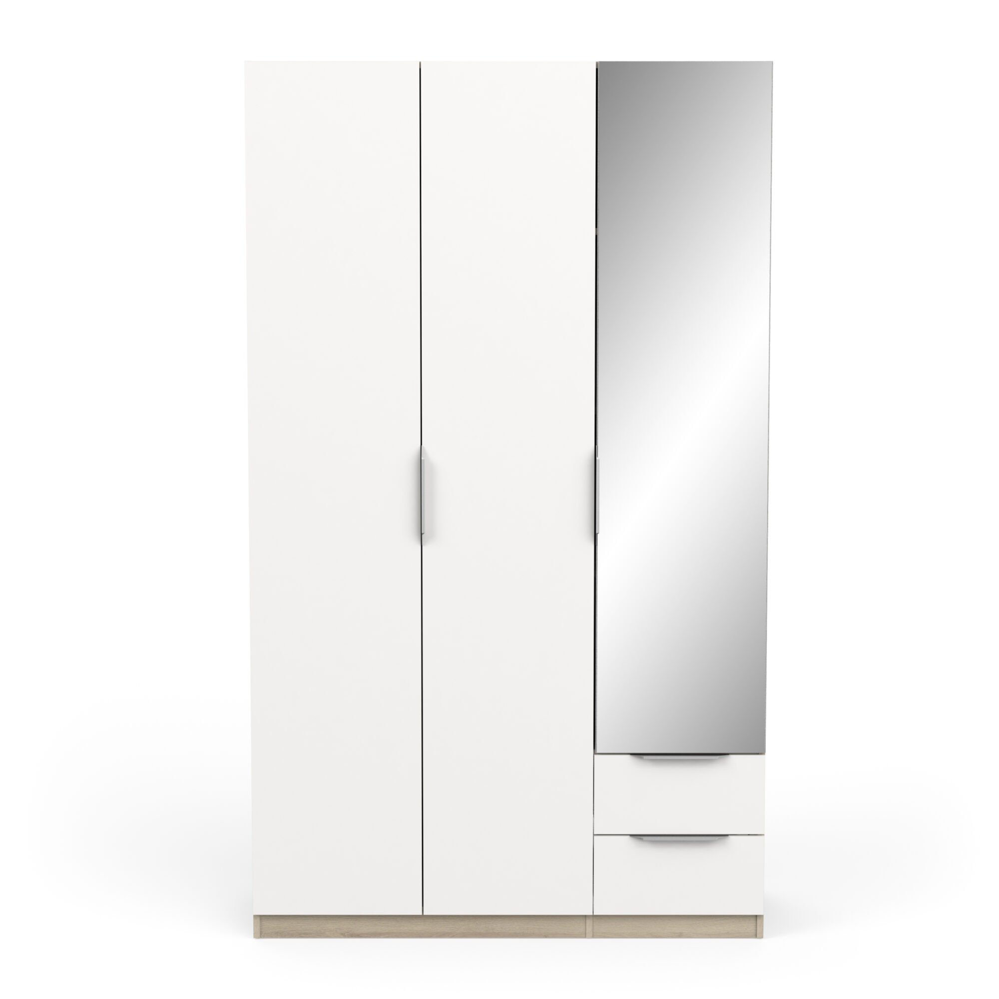 Armoire 3 portes avec miroir - GHOST - Blanc et Chêne - 119,4 x 51,1 x 203cm - DEMEYERE