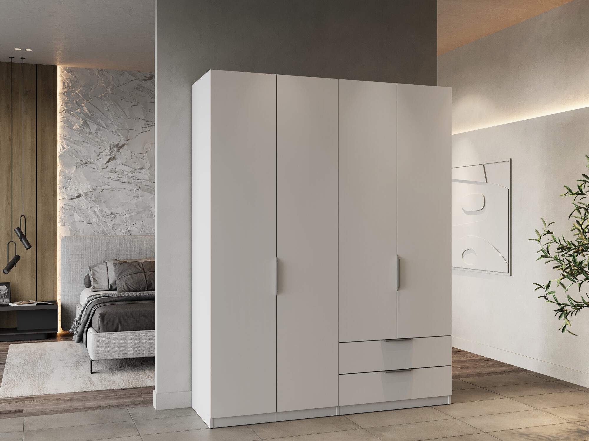 Armoire 4 portes - GHOST - Blanc - 157,3 x 51,1 x 203 cm - DEMEYERE