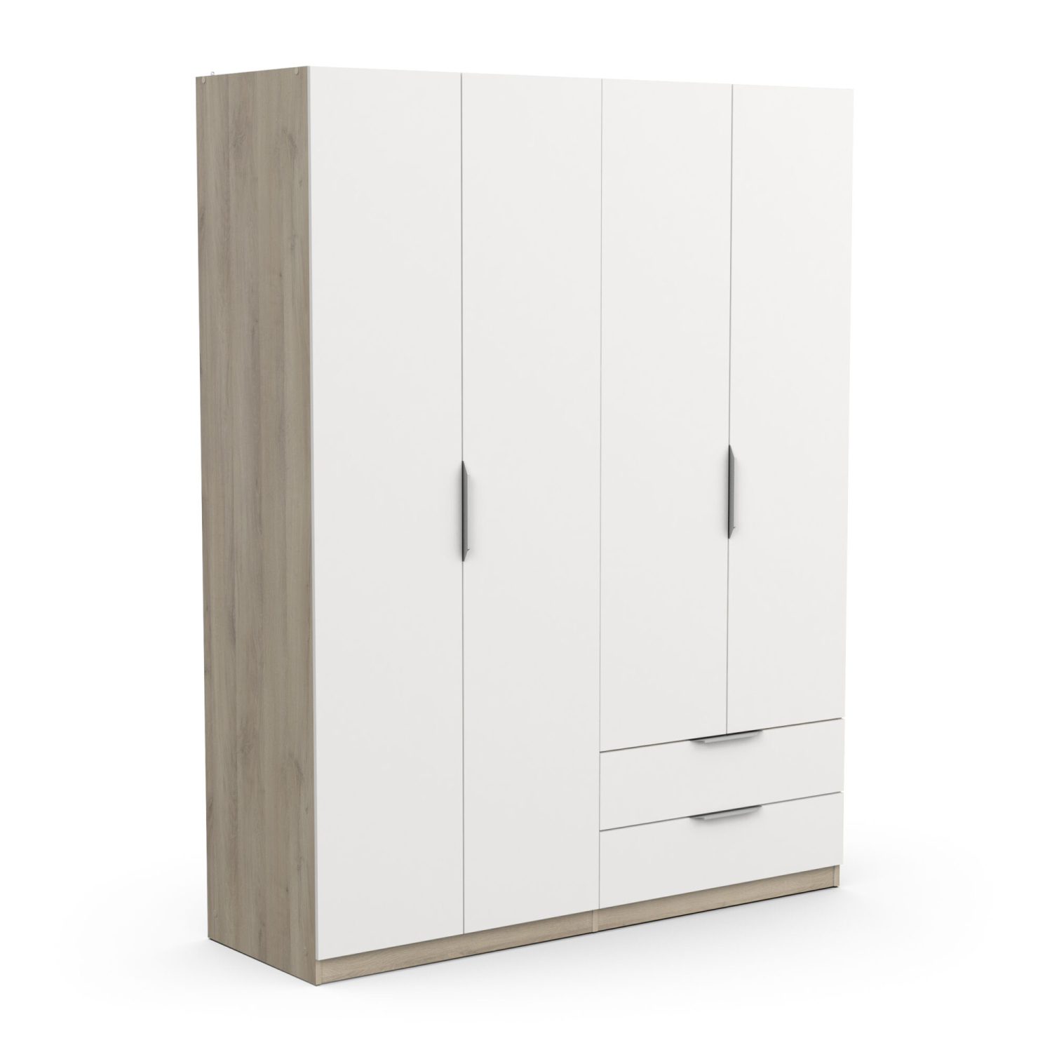 Armoire 4 portes - GHOST - Blanc et Chêne - 157,3 x 51,1 x 203 cm - DEMEYERE
