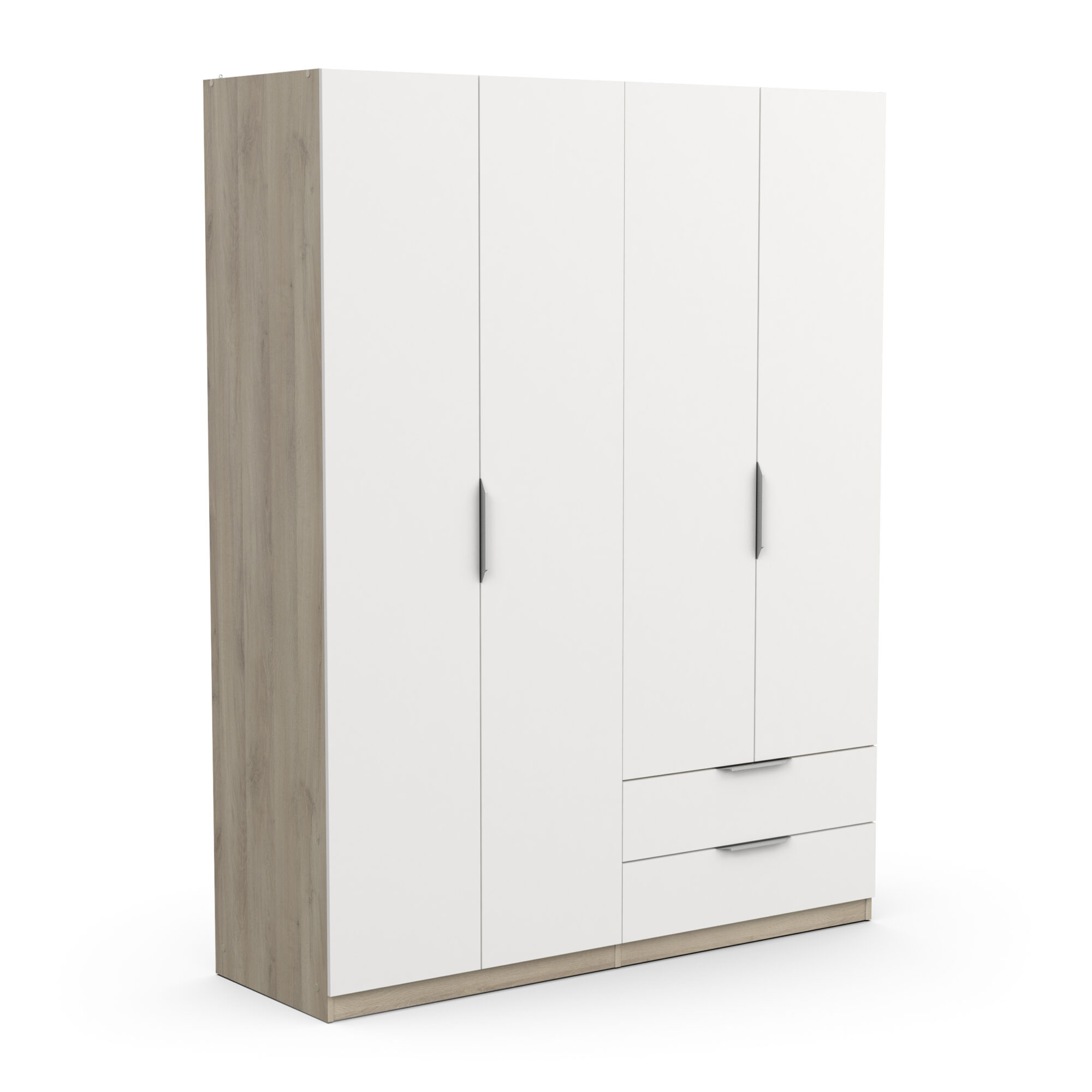 Armoire 4 portes - GHOST - Blanc et Chêne - 157,3 x 51,1 x 203 cm - DEMEYERE