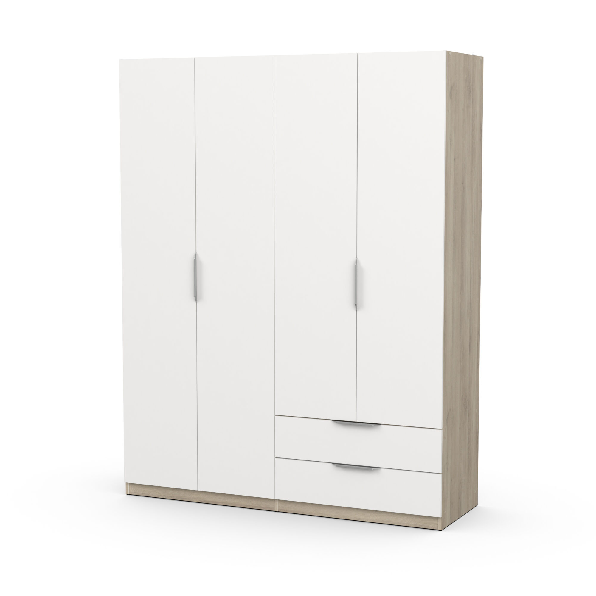 Armoire 4 portes - GHOST - Blanc et Chêne - 157,3 x 51,1 x 203 cm - DEMEYERE