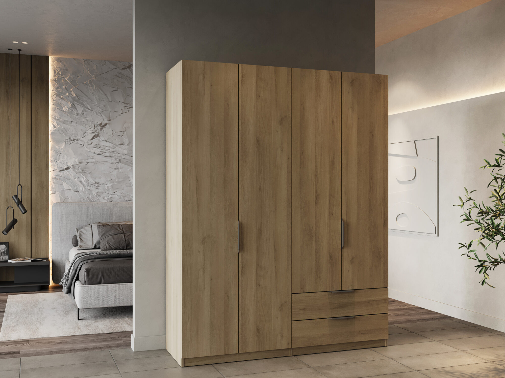 Armoire 4 portes - GHOST - Chêne - 157,3 x 51,1 x 203 cm - DEMEYERE