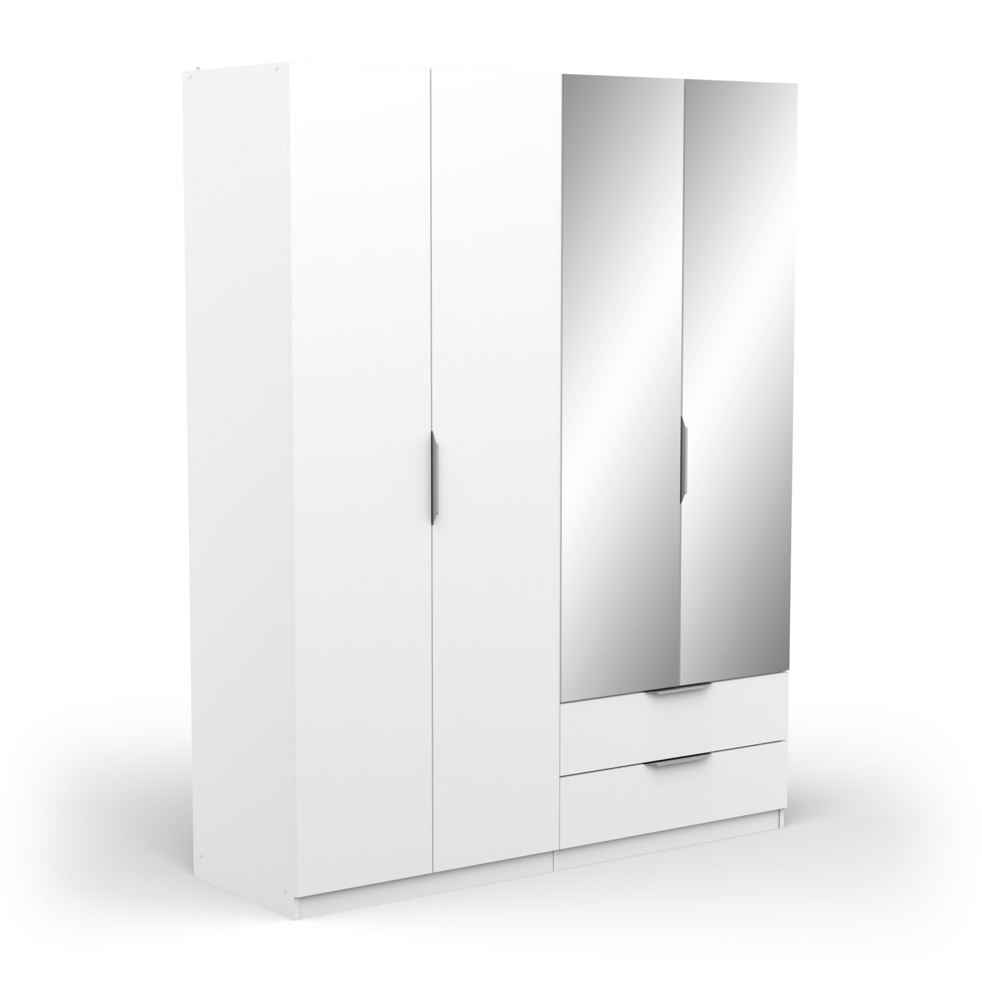 Armoire 4 portes avec miroir - GHOST - Blanc - 157,3 x 51,1 x 203 cm - DEMEYERE