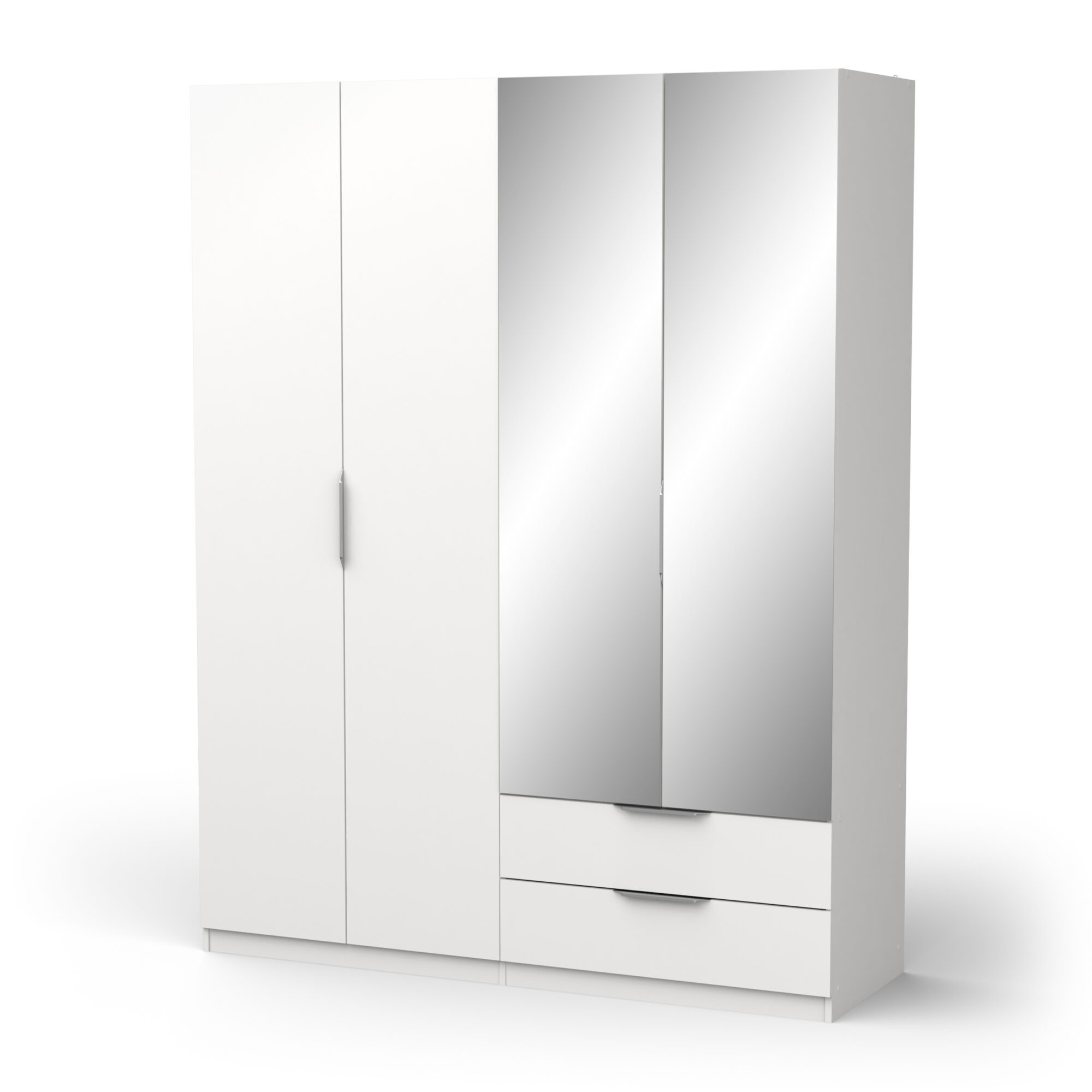 Armoire 4 portes avec miroir - GHOST - Blanc - 157,3 x 51,1 x 203 cm - DEMEYERE