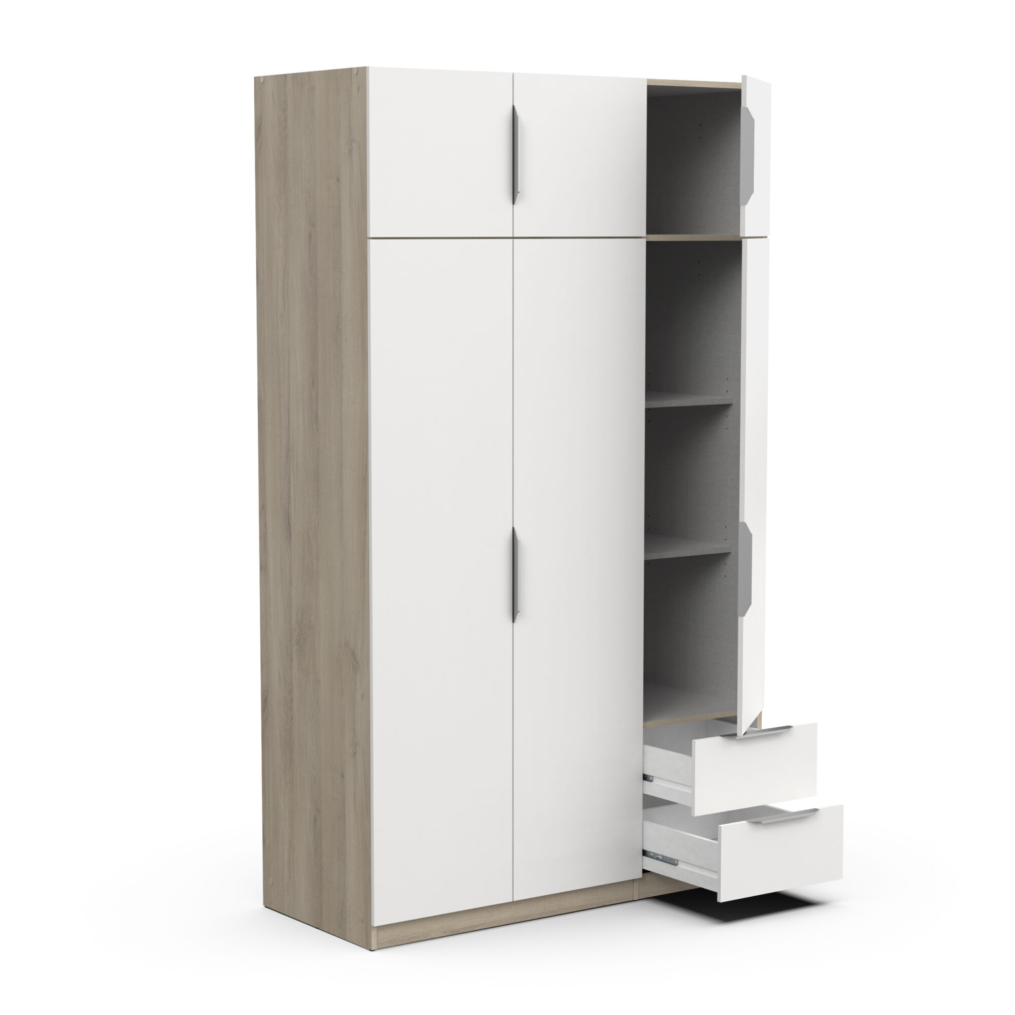 Armoire 6 portes - GHOST - Blanc et Chêne - 119,4 x 51,1 x 203 cm - DEMEYERE