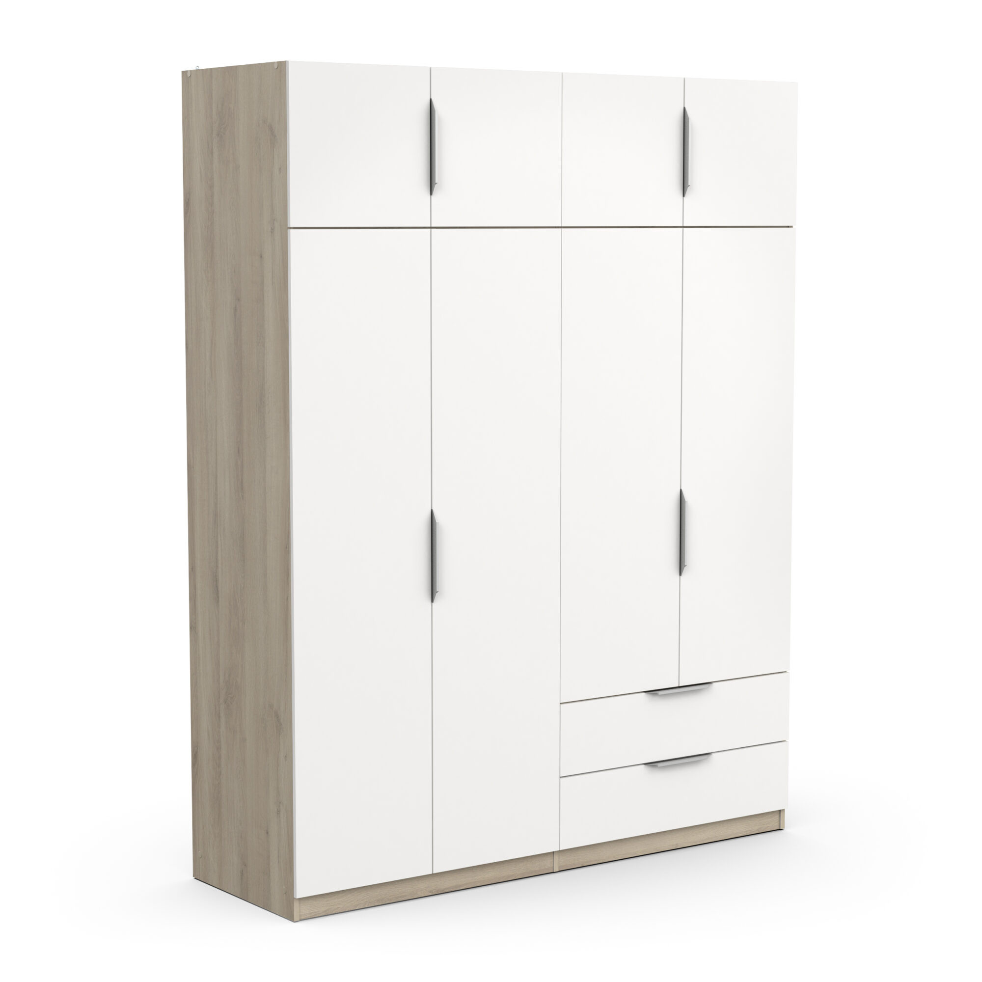 Armoire 8 portes - GHOST - Blanc et Chêne - 157,3 x 51,1 x 203 cm - DEMEYERE