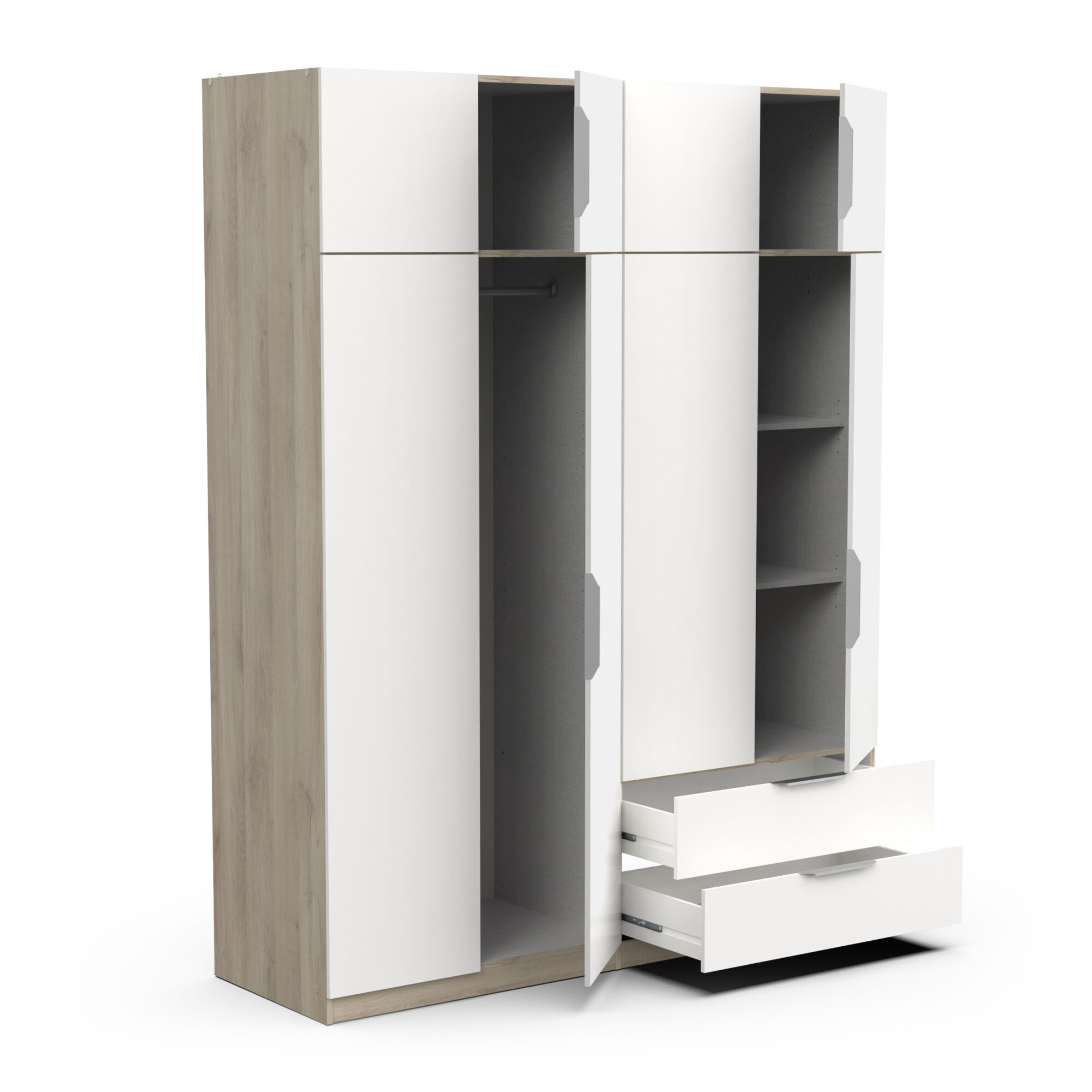 Armoire 8 portes - GHOST - Blanc et Chêne - 157,3 x 51,1 x 203 cm - DEMEYERE