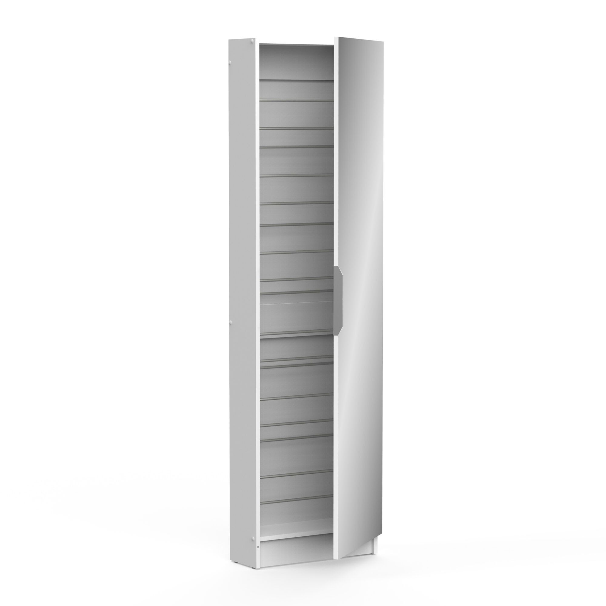 Armoire à chaussures avec miroir - ZAPATERO - Blanc - 12 rangements - DEMEYERE