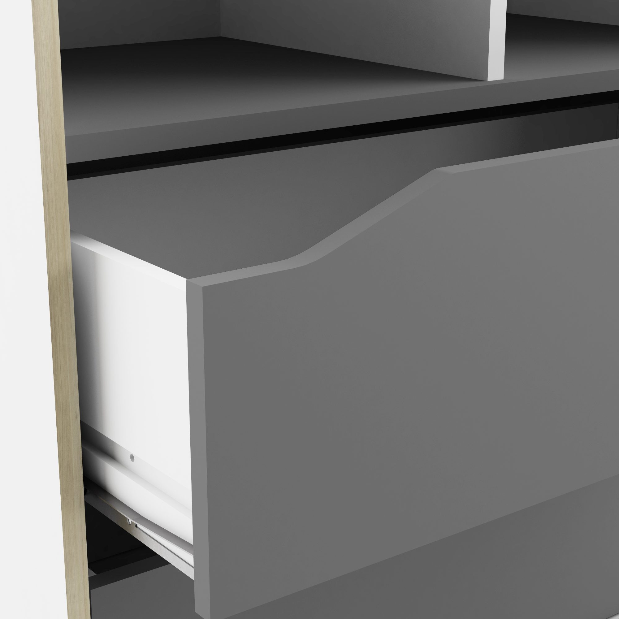 Bibliothèque 2 tiroirs - GENIUS - Blanc et Gris - 70,2 x 35 x 130,3 cm - DEMEYERE