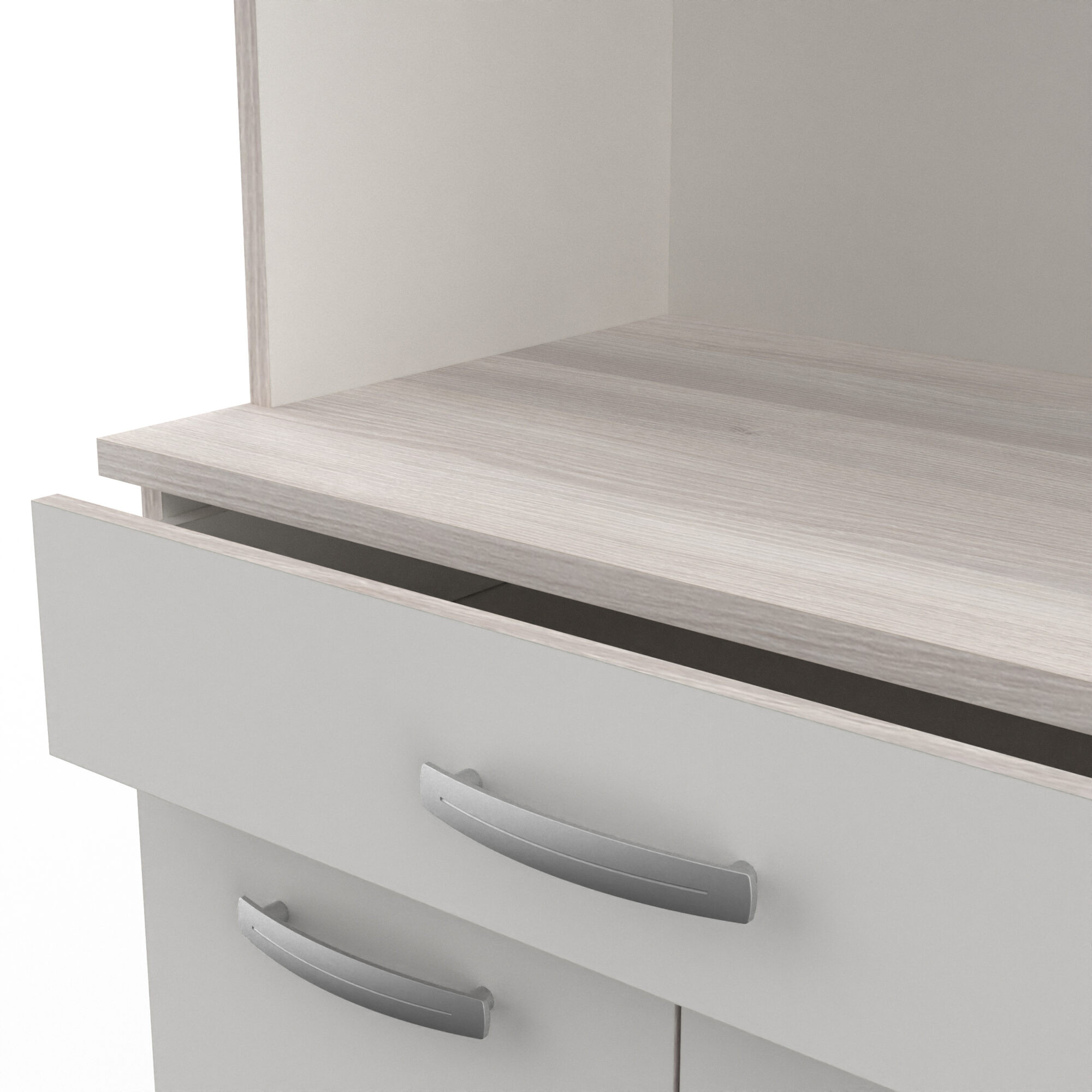 Buffet de salon 6 portes - PASTA - Blanc et Chêne - 101 x 42,3 x 185,3 cm - DEMEYERE