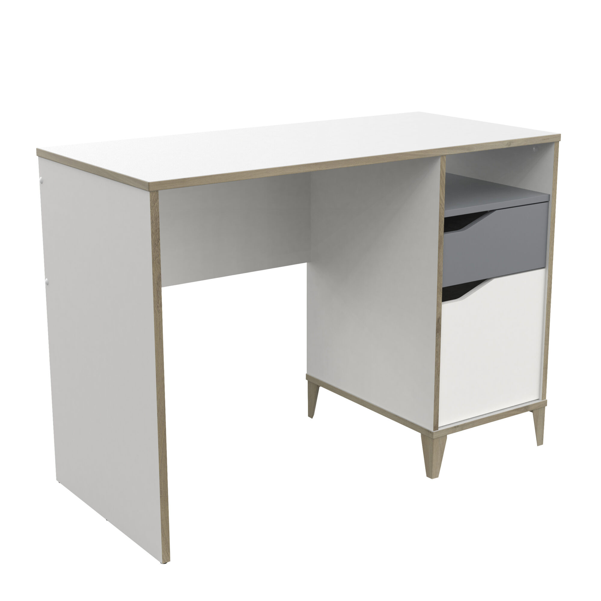 Bureau 1 porte - GENIUS - Blanc et Gris - 106,6 x 50 x 76,4 cm - DEMEYERE