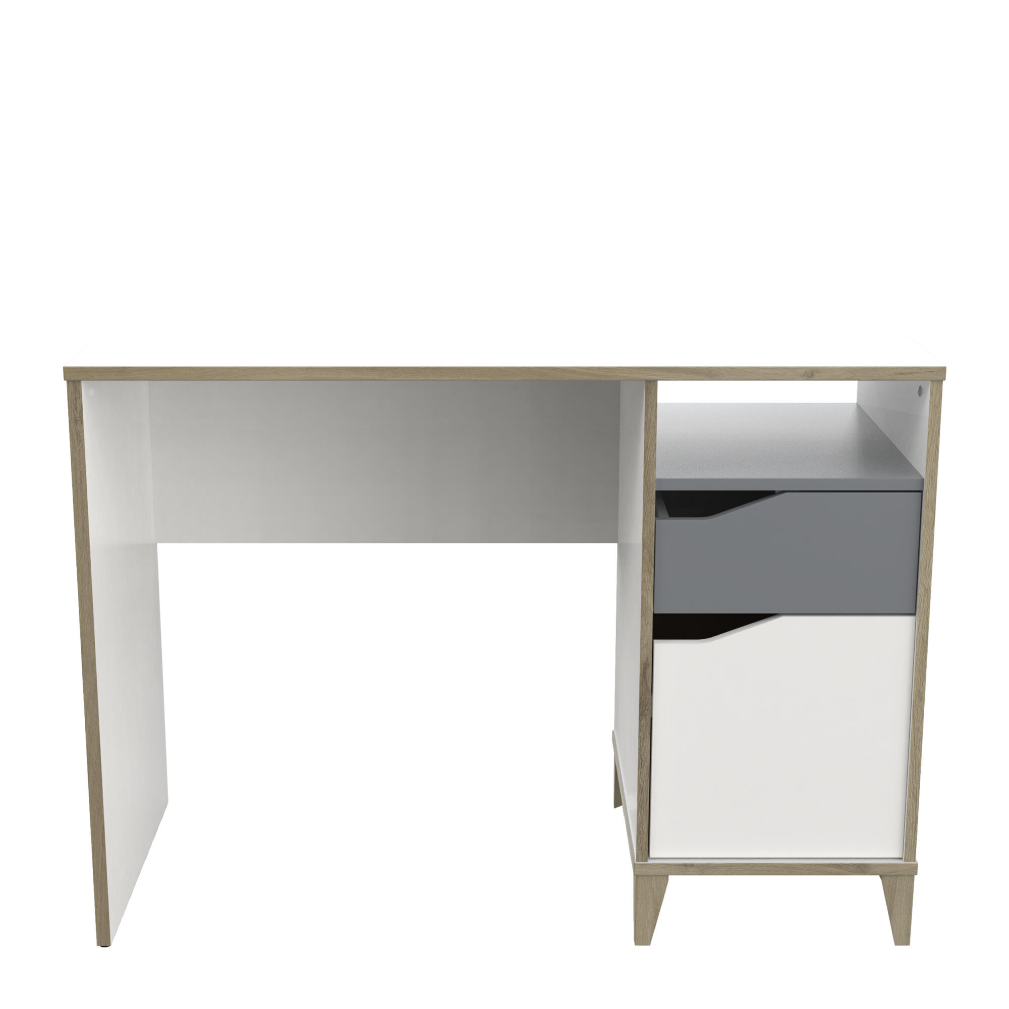 Bureau 1 porte - GENIUS - Blanc et Gris - 106,6 x 50 x 76,4 cm - DEMEYERE