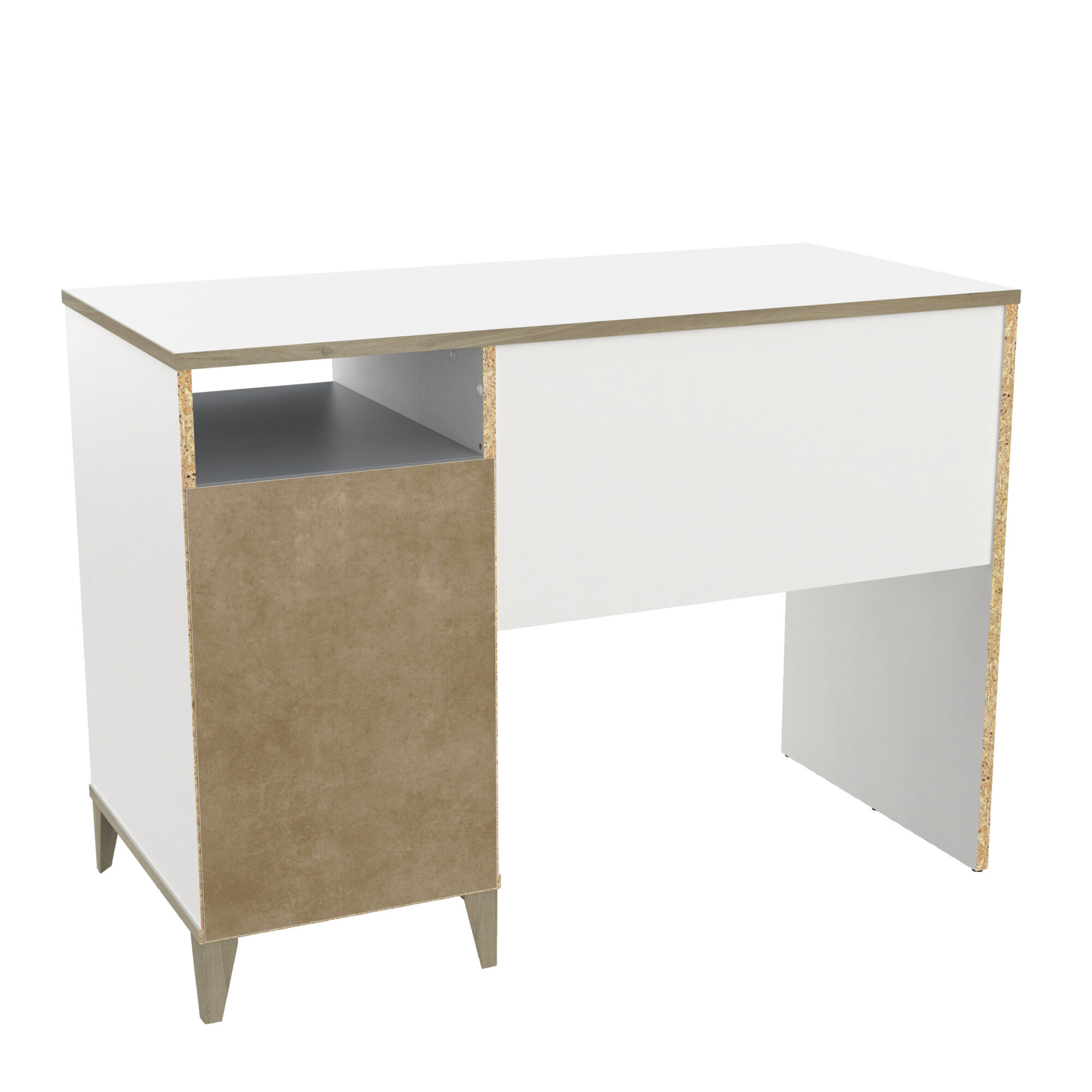 Bureau 1 porte - GENIUS - Blanc et Gris - 106,6 x 50 x 76,4 cm - DEMEYERE