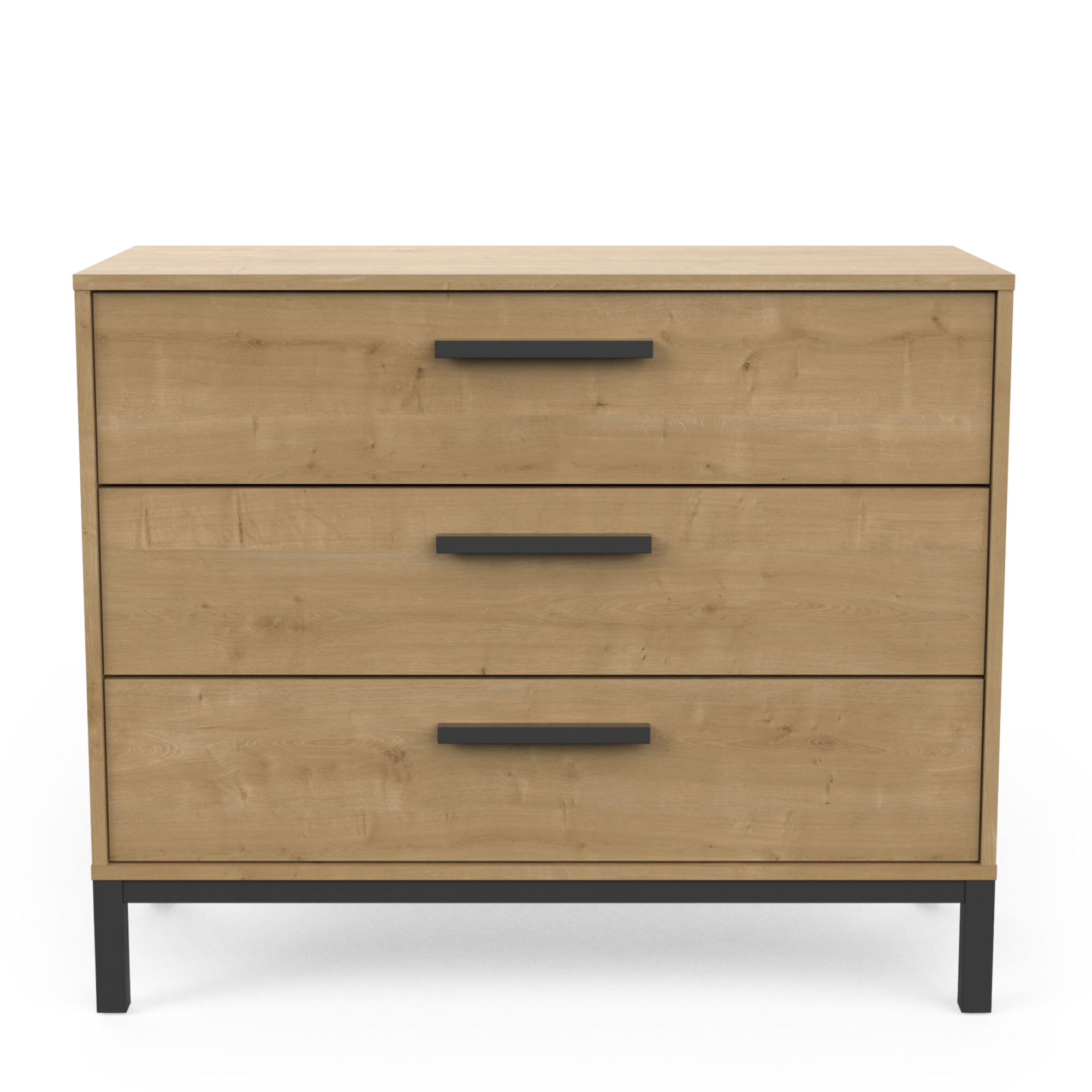 Commode 3 tiroirs - CRAFT - Chêne et Noir - 90,7 x 39,6 x 74,6 cm - DEMEYERE