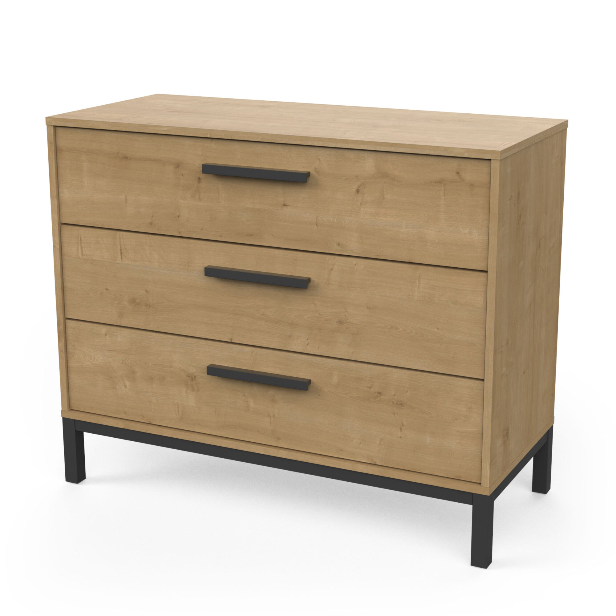 Commode 3 tiroirs - CRAFT - Chêne et Noir - 90,7 x 39,6 x 74,6 cm - DEMEYERE