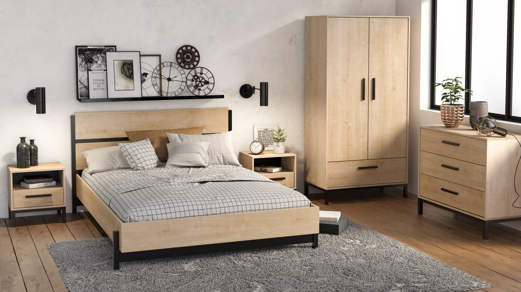 Commode 3 tiroirs - CRAFT - Chêne et Noir - 90,7 x 39,6 x 74,6 cm - DEMEYERE