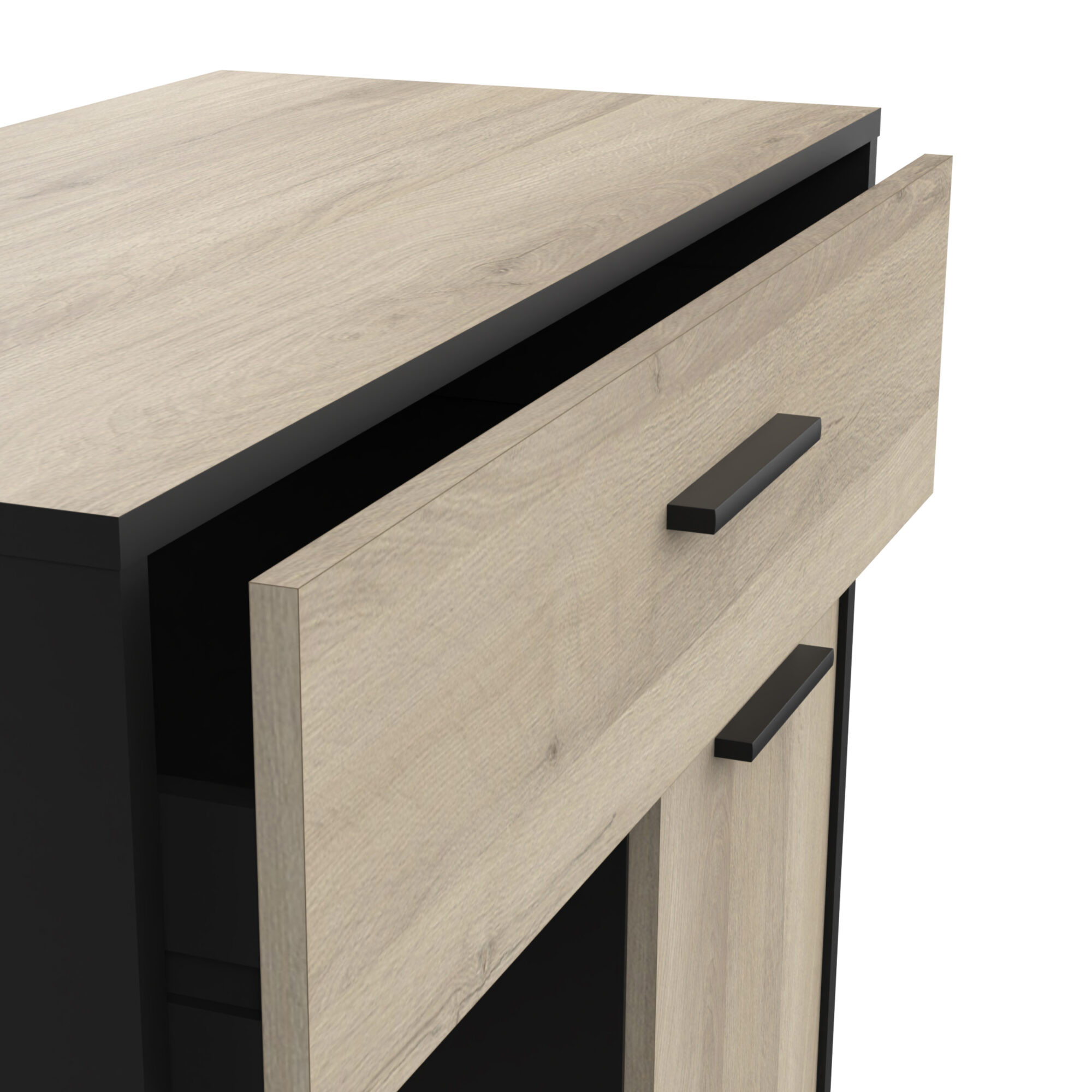 Desserte micro-onde 1 tiroir - MINT - Noir et Chêne - 81 x 39,6 x 90,3 cm - DEMEYERE