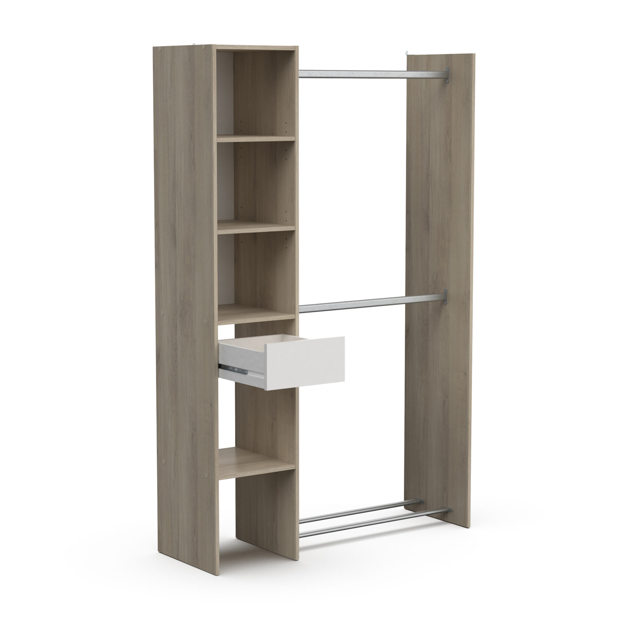 Dressing complet - CALIFORNIE - Chêne et Blanc - 118 x 39,5 x 183 cm - DEMEYERE