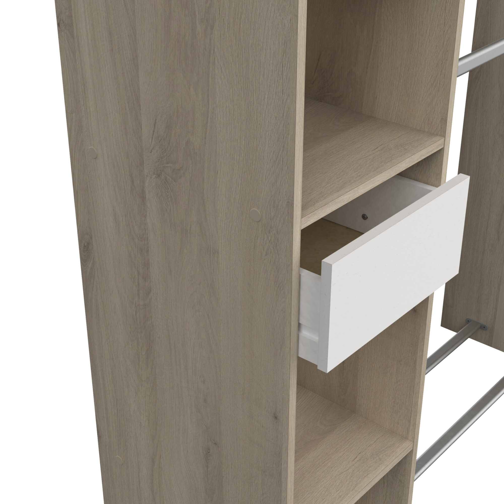 Dressing complet - CALIFORNIE - Chêne et Blanc - 118 x 39,5 x 183 cm - DEMEYERE