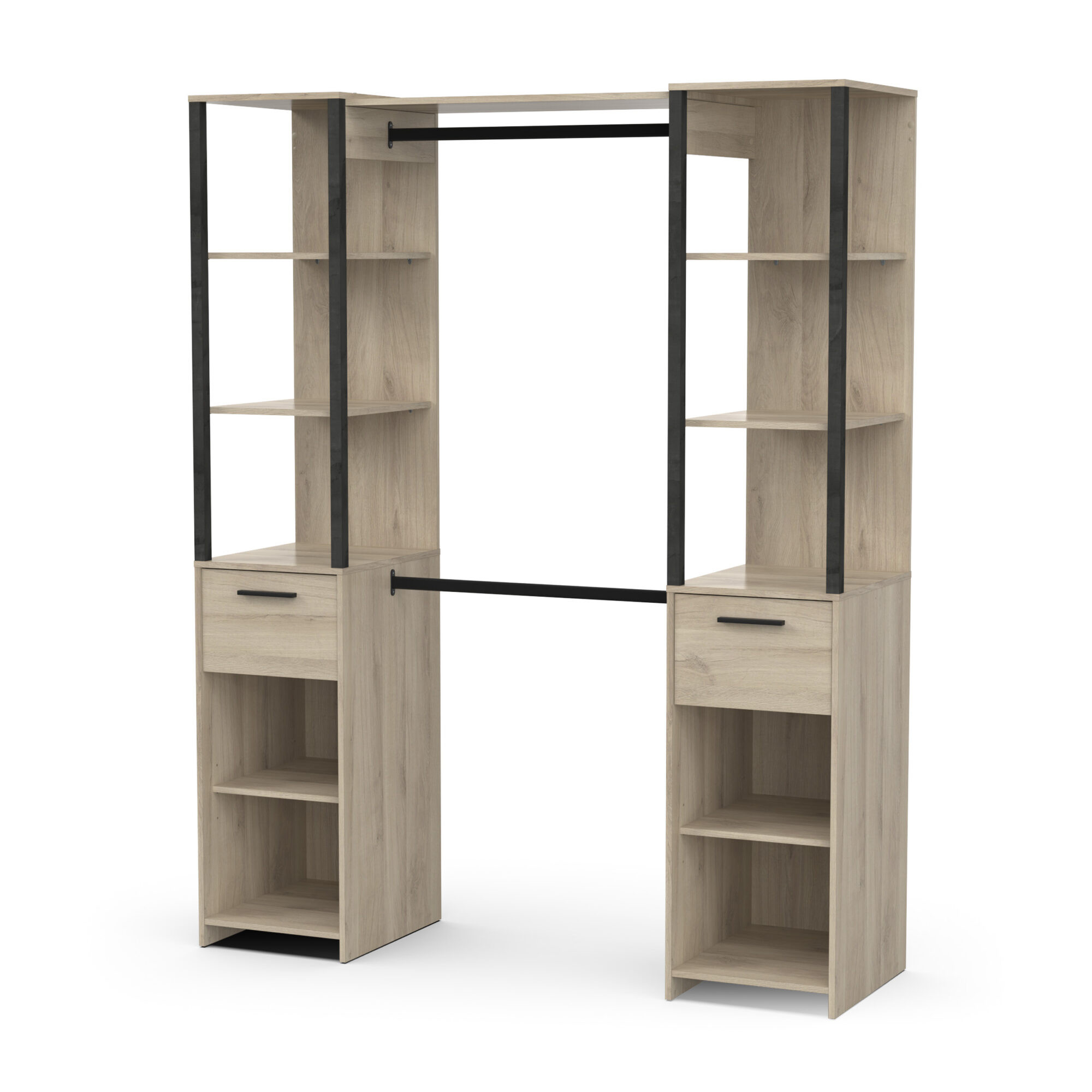 Meuble à 2 colonnes - GARY - Chêne et Noir - 159,8 x 49,5 x 200,3 cm - DEMEYERE