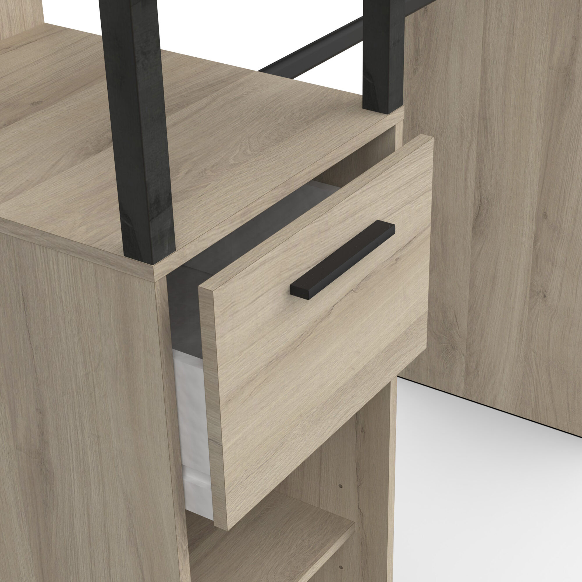 Meuble à 2 colonnes - GARY - Chêne et Noir - 159,8 x 49,5 x 200,3 cm - DEMEYERE