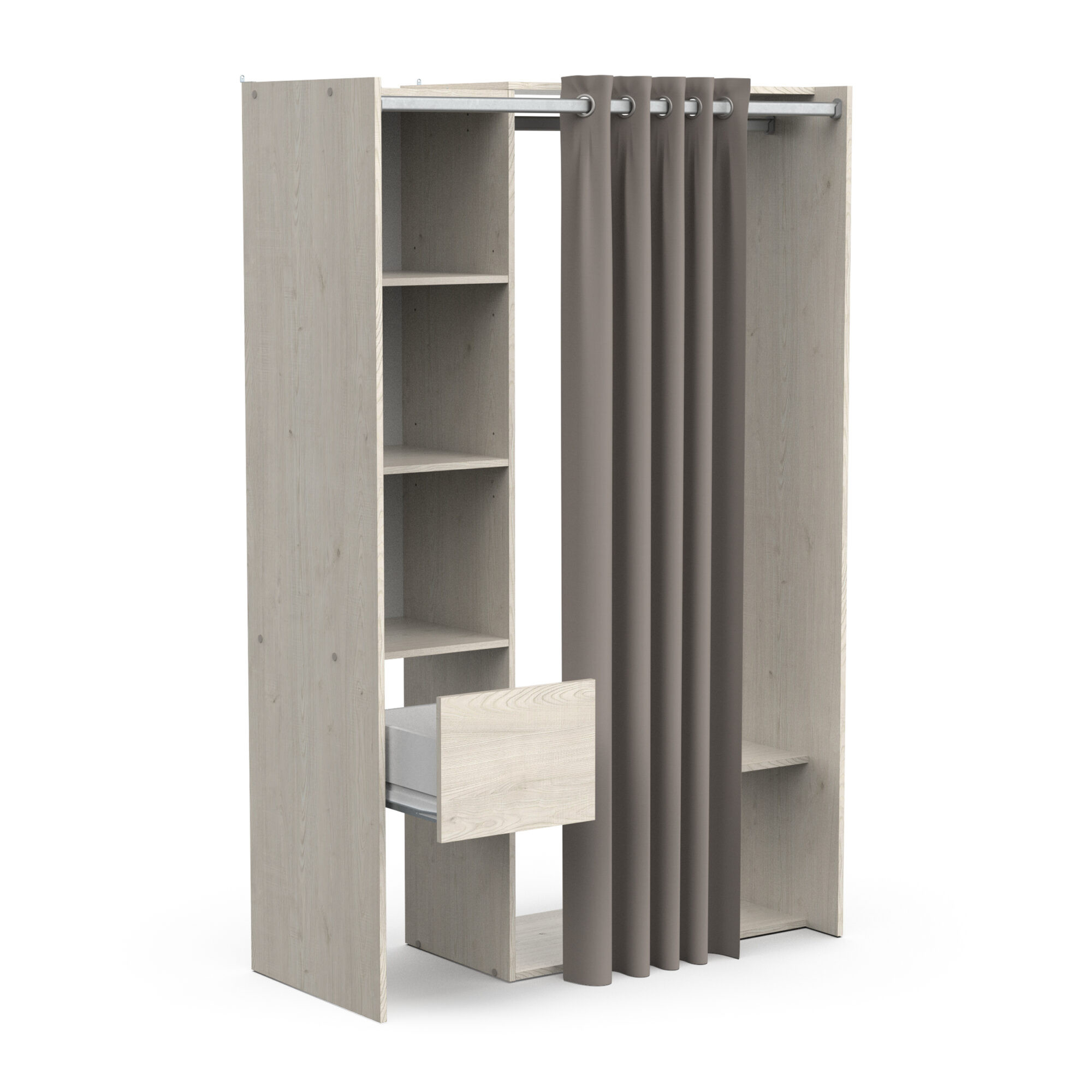 Dressing complet avec rideau - FLOWER - Chêne - 119,1 x 49,9 x 183 cm - DEMEYERE