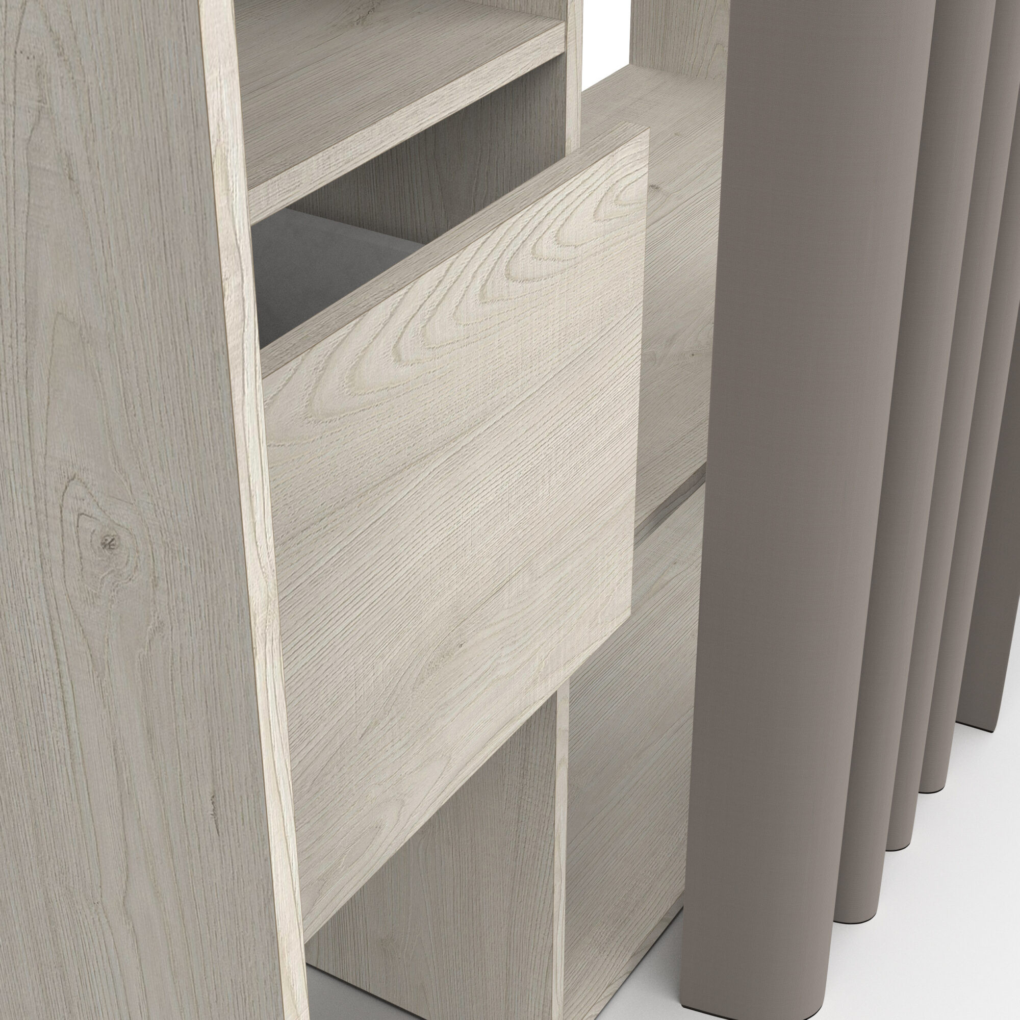 Dressing complet avec rideau - FLOWER - Chêne - 119,1 x 49,9 x 183 cm - DEMEYERE