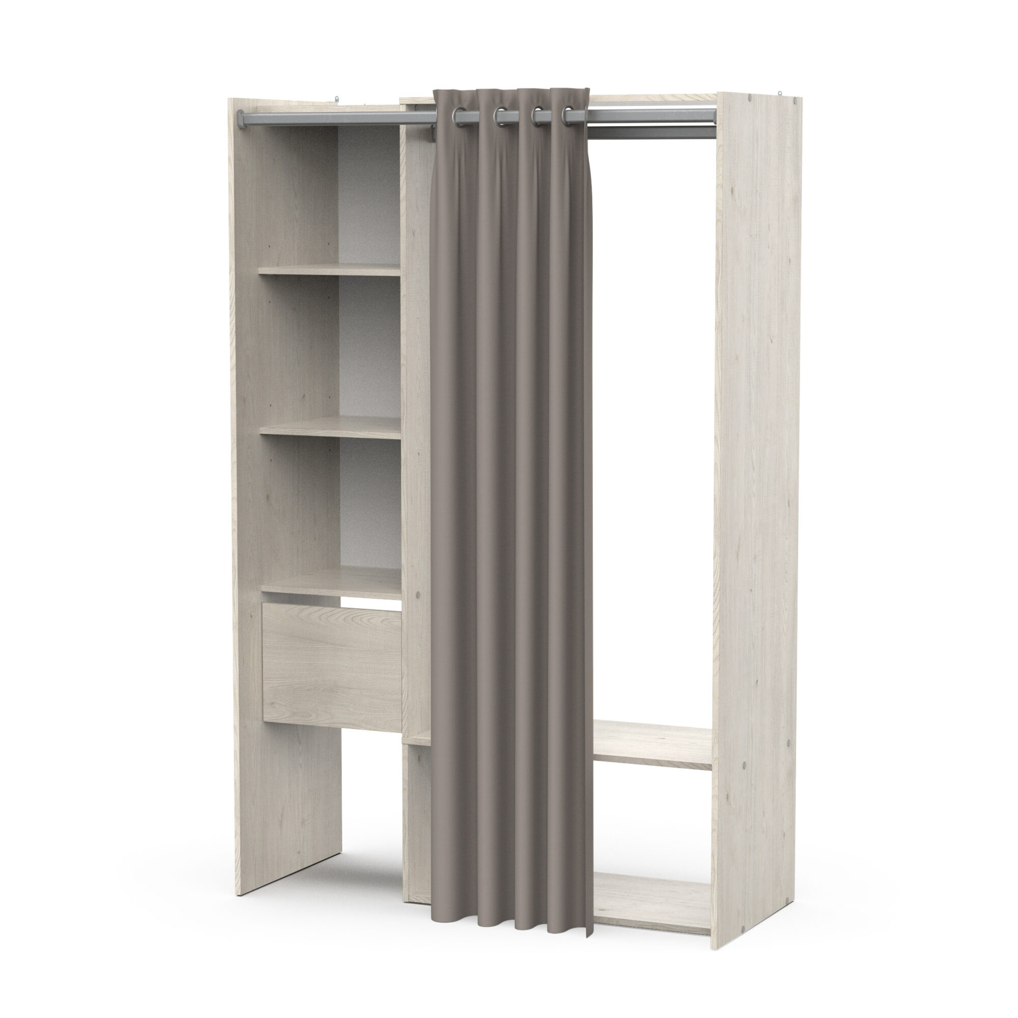 Dressing complet avec rideau - FLOWER - Chêne - 119,1 x 49,9 x 183 cm - DEMEYERE