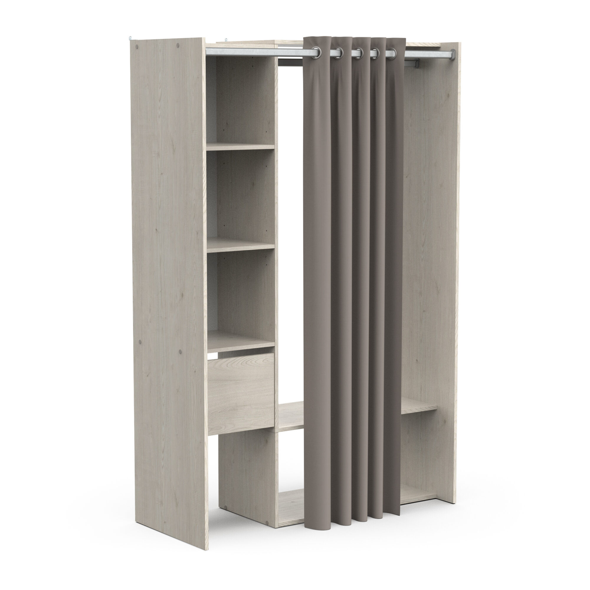 Dressing complet avec rideau - FLOWER - Chêne - 119,1 x 49,9 x 183 cm - DEMEYERE