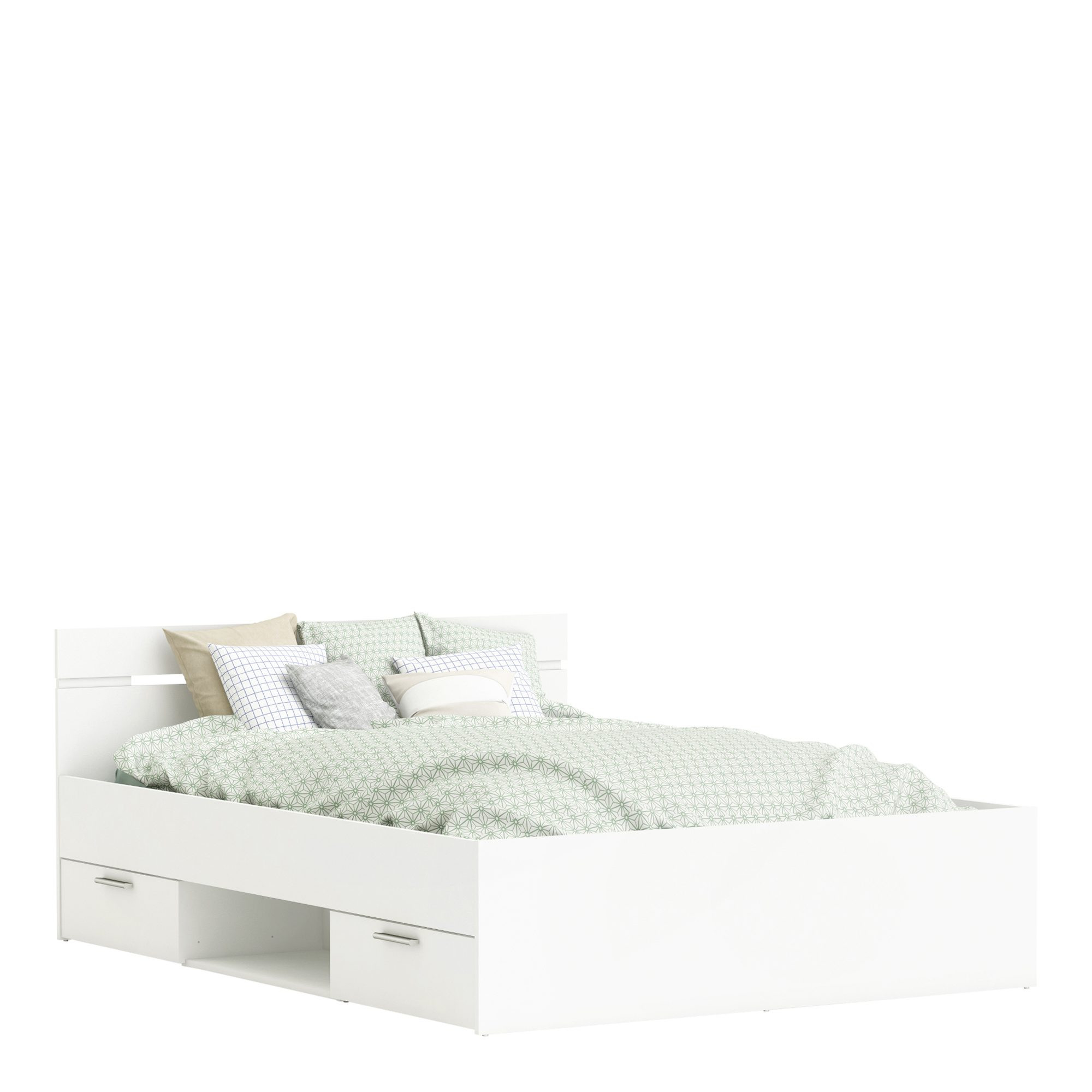 Lit adulte 2 tiroirs - MICHIGAN - Blanc - 140 x 190 cm - DEMEYERE