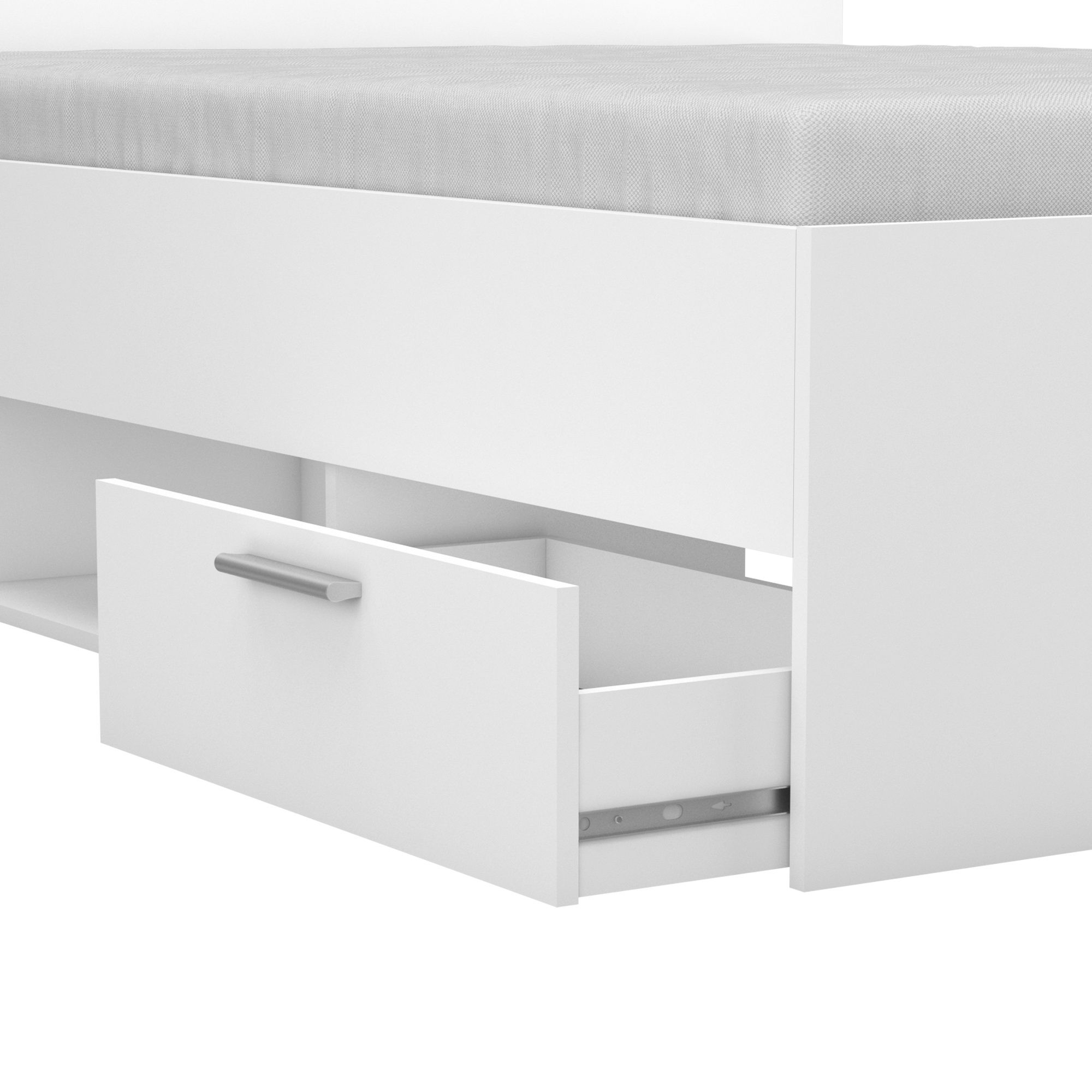 Lit adulte 2 tiroirs - MICHIGAN - Blanc - 140 x 190 cm - DEMEYERE