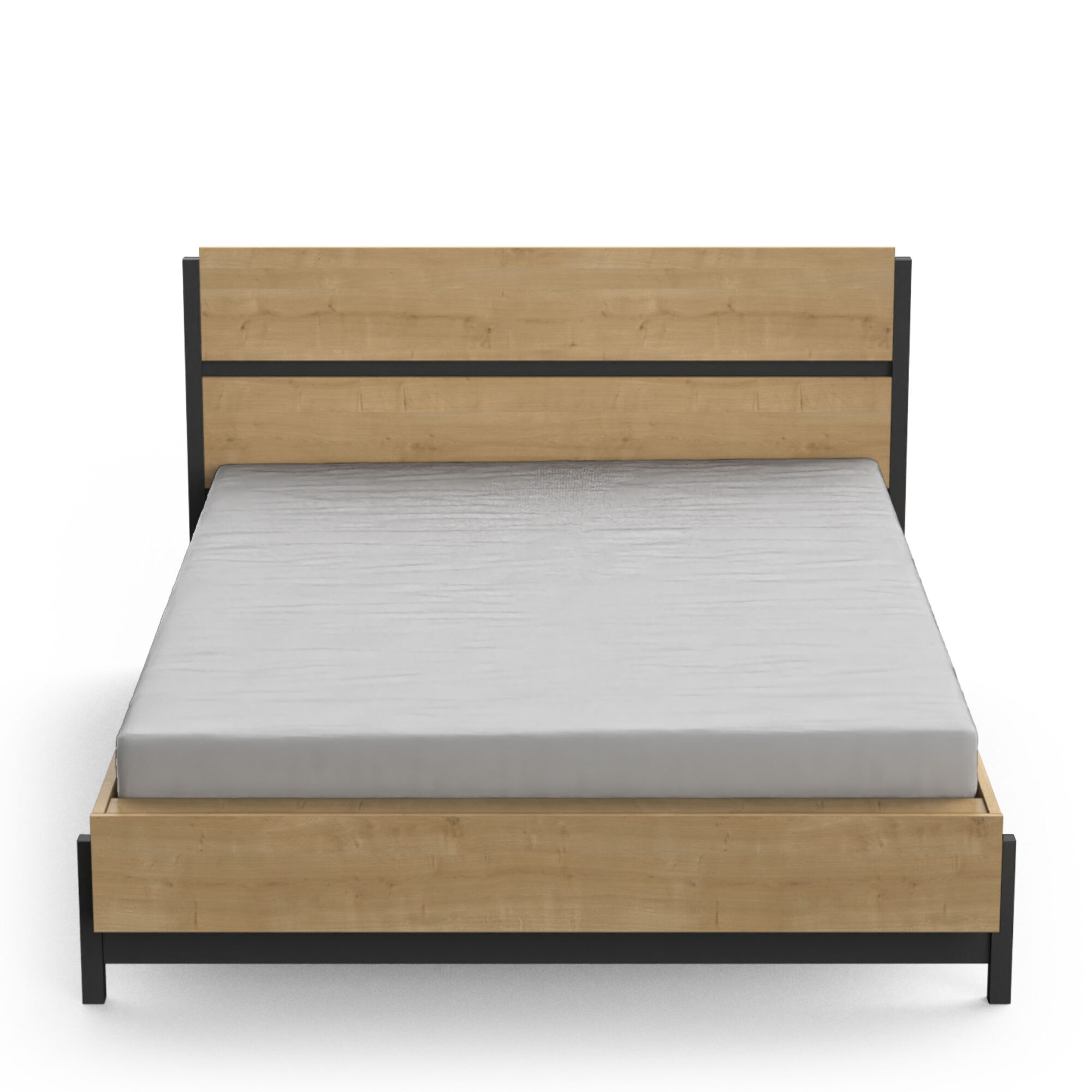 Lit adulte - CRAFT - Noir et chêne - 140 x 190/200 cm - DEMEYERE
