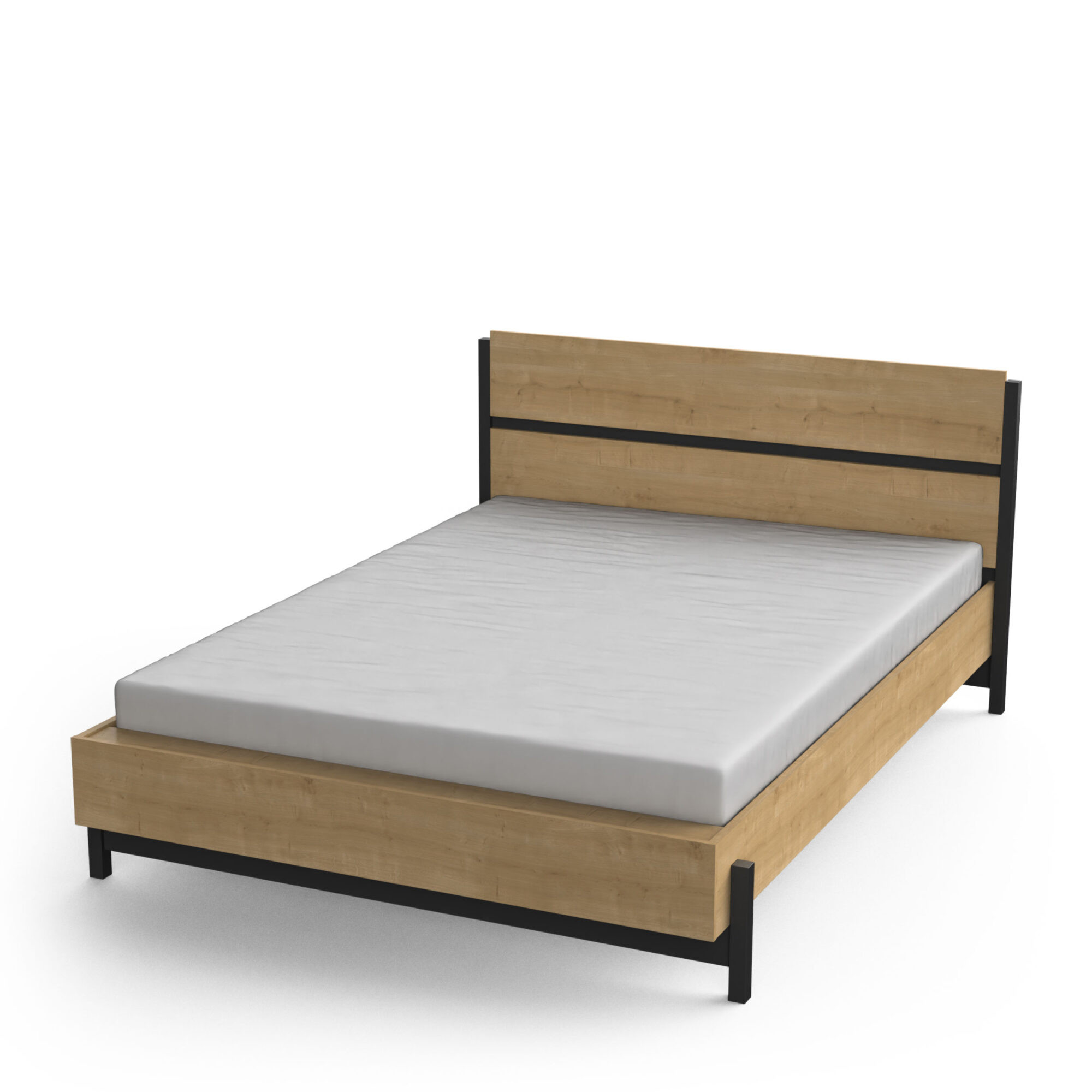 Lit adulte - CRAFT - Noir et chêne - 140 x 190/200 cm - DEMEYERE