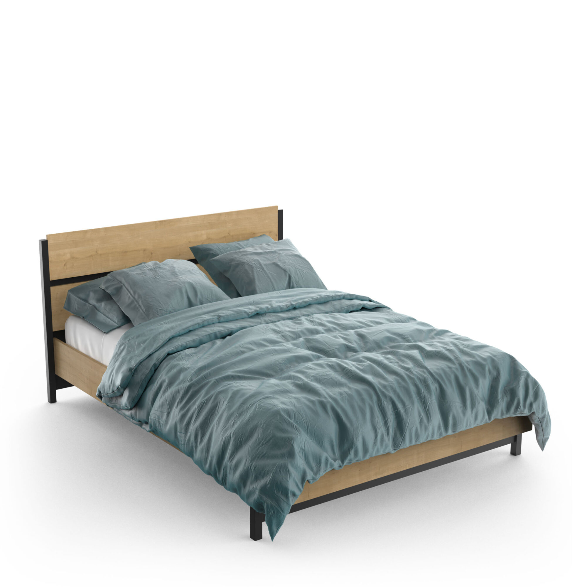 Lit adulte - CRAFT - Noir et chêne - 140 x 190/200 cm - DEMEYERE