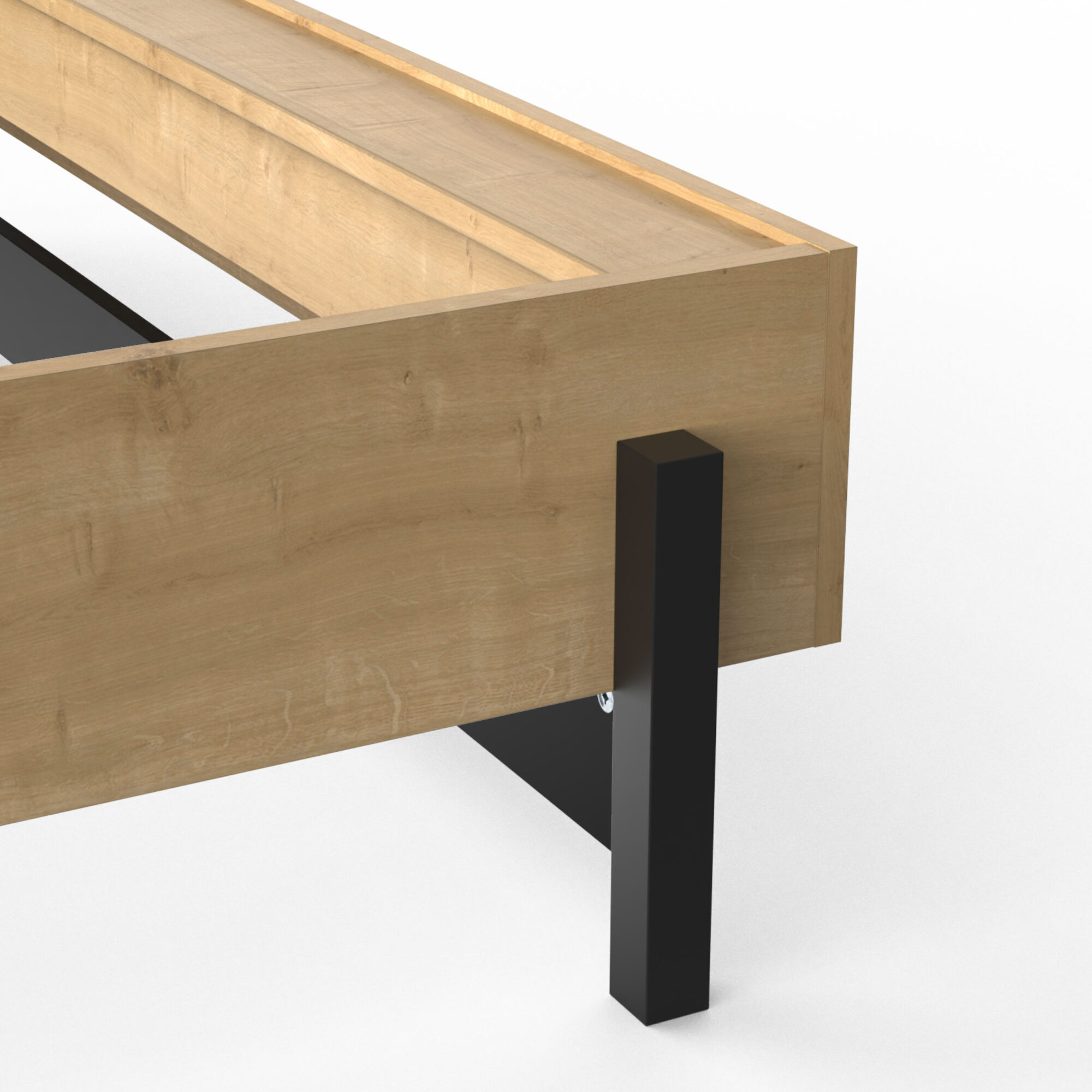 Lit adulte - CRAFT - Noir et chêne - 140 x 190/200 cm - DEMEYERE