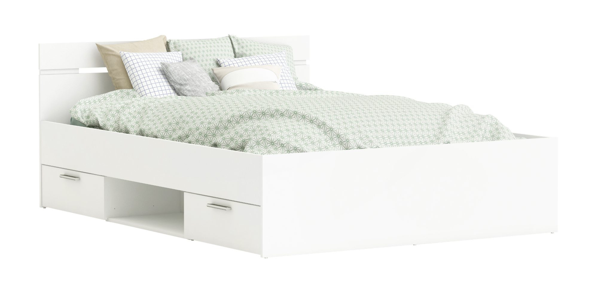 Lit adulte 2 tiroirs - MICHIGAN - Blanc - 140 x 200 cm - DEMEYERE