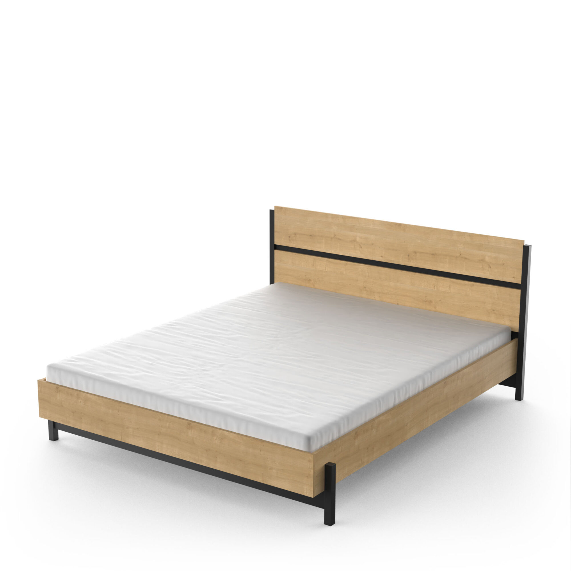 Lit adulte - CRAFT - Chêne et Noir - 160 x 200 cm - DEMEYERE