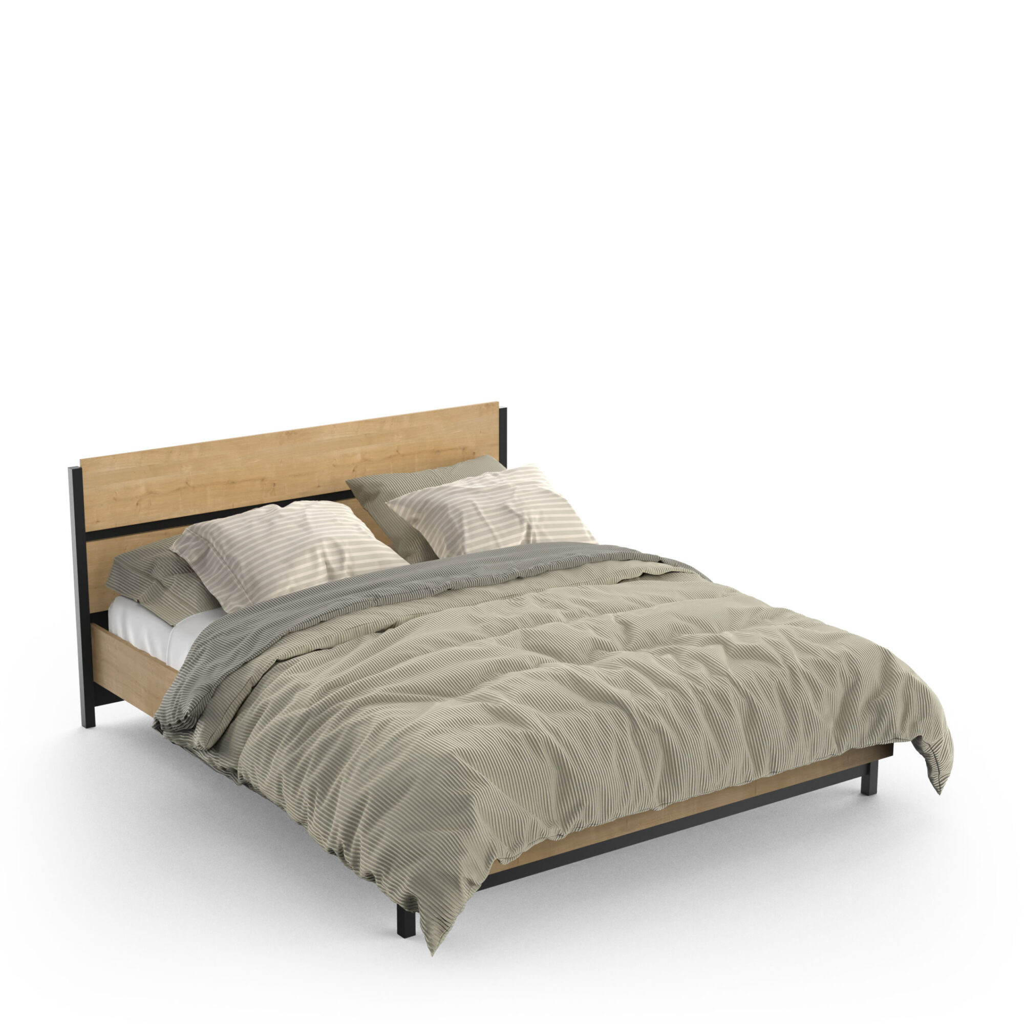 Lit adulte - CRAFT - Chêne et Noir - 160 x 200 cm - DEMEYERE