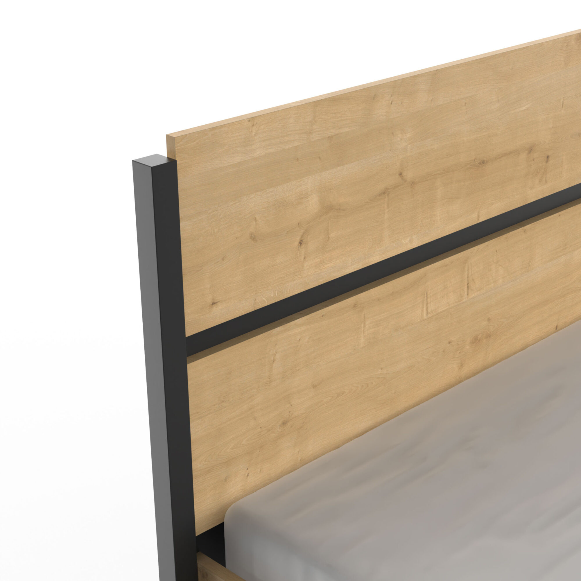 Lit adulte - CRAFT - Chêne et Noir - 160 x 200 cm - DEMEYERE