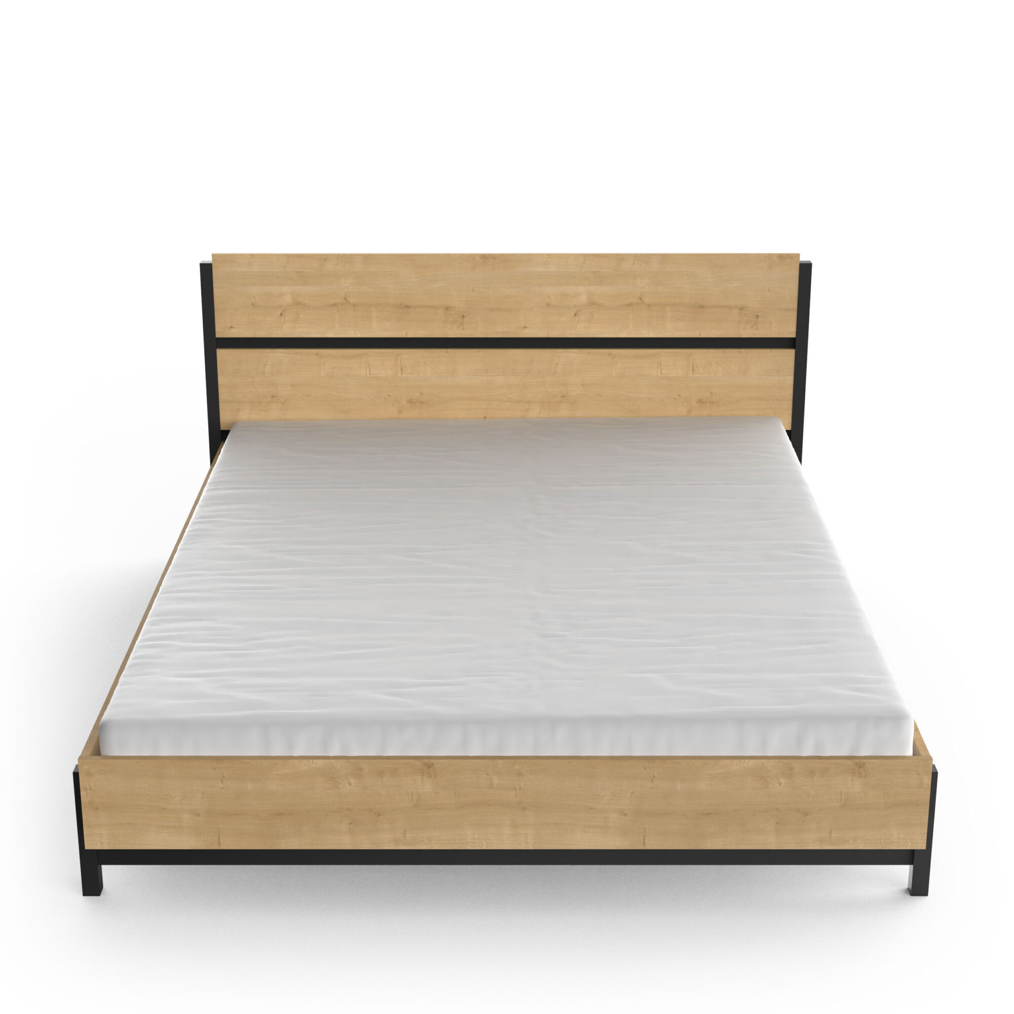 Lit adulte - CRAFT - Chêne et Noir - 160 x 200 cm - DEMEYERE